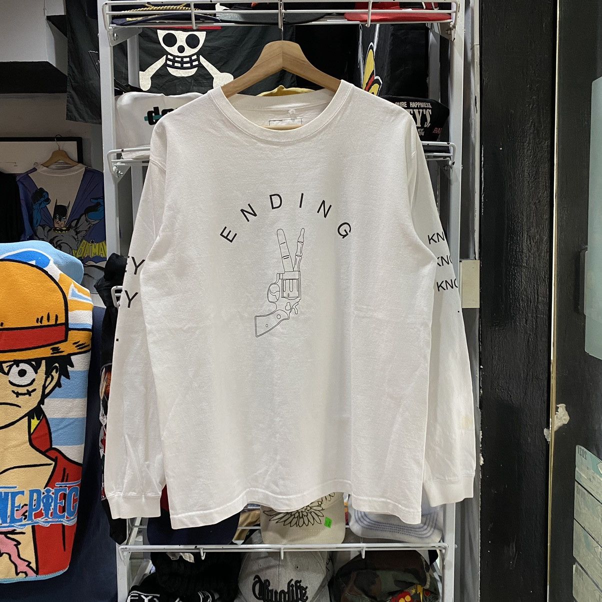 image of Number N Ine x Studious Number Nine X Studious Long Sleeve Graphic Shirt in White (Size Large)