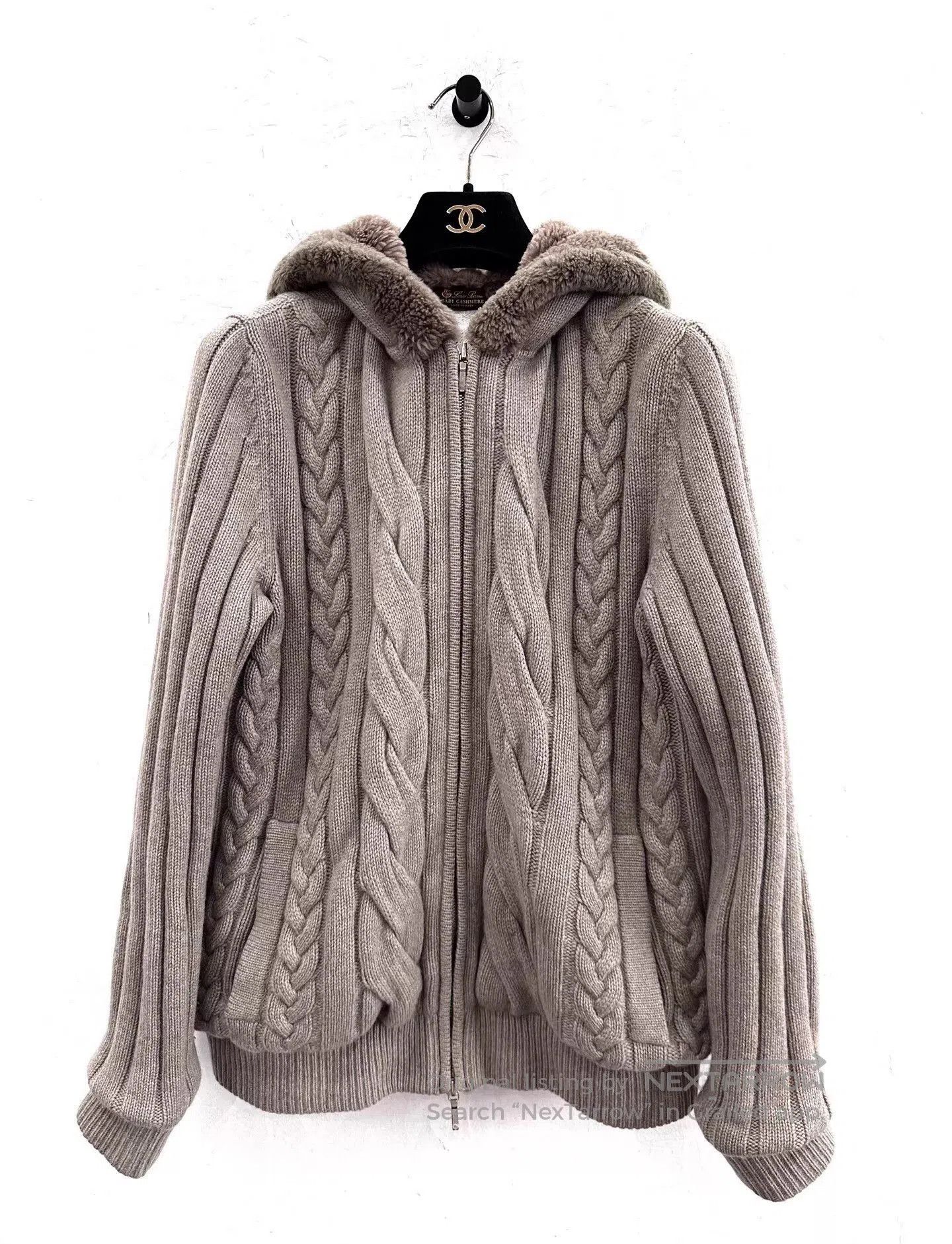 Loro Piana Gray Cable Knit Hooded Zip. Size US M / EU 48-50 / 2 - 1 Thumbnail