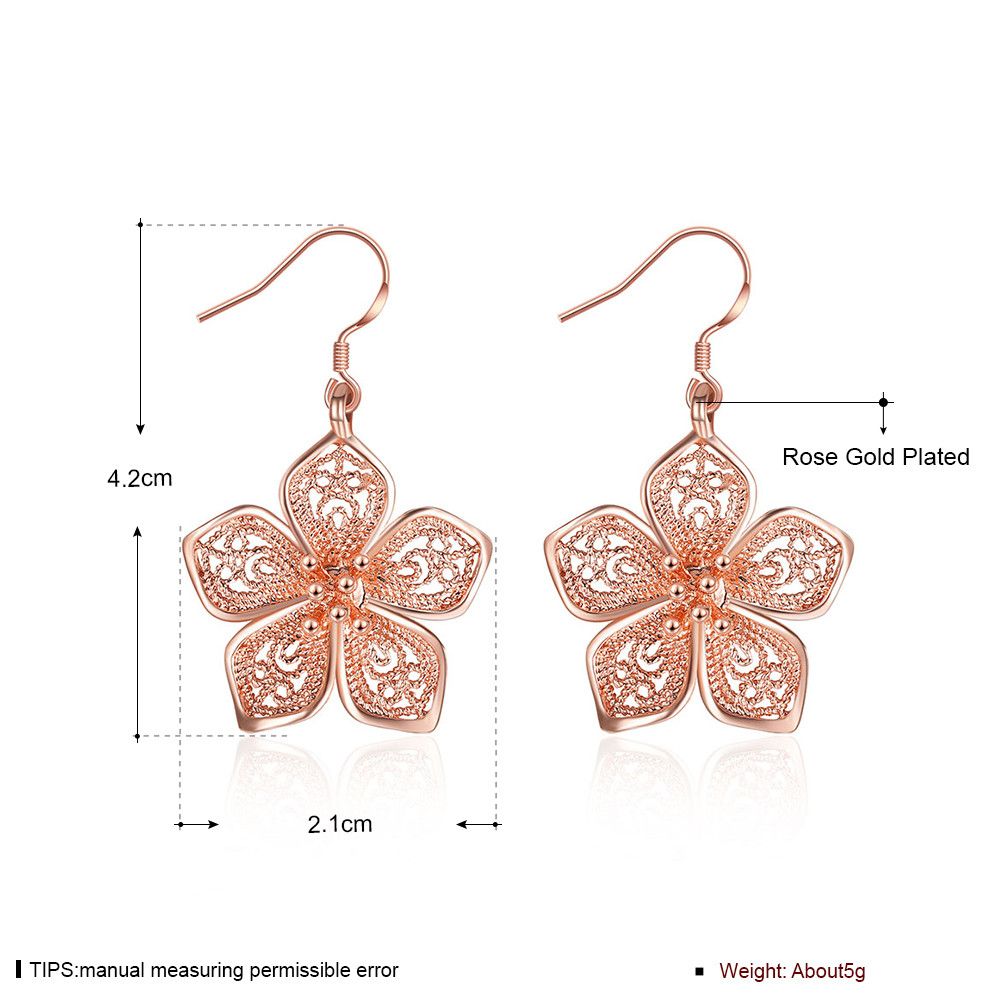 Other 18K Rose Gold Plated Drop Earrings – Floral Design Size ONE SIZE - 3 Thumbnail