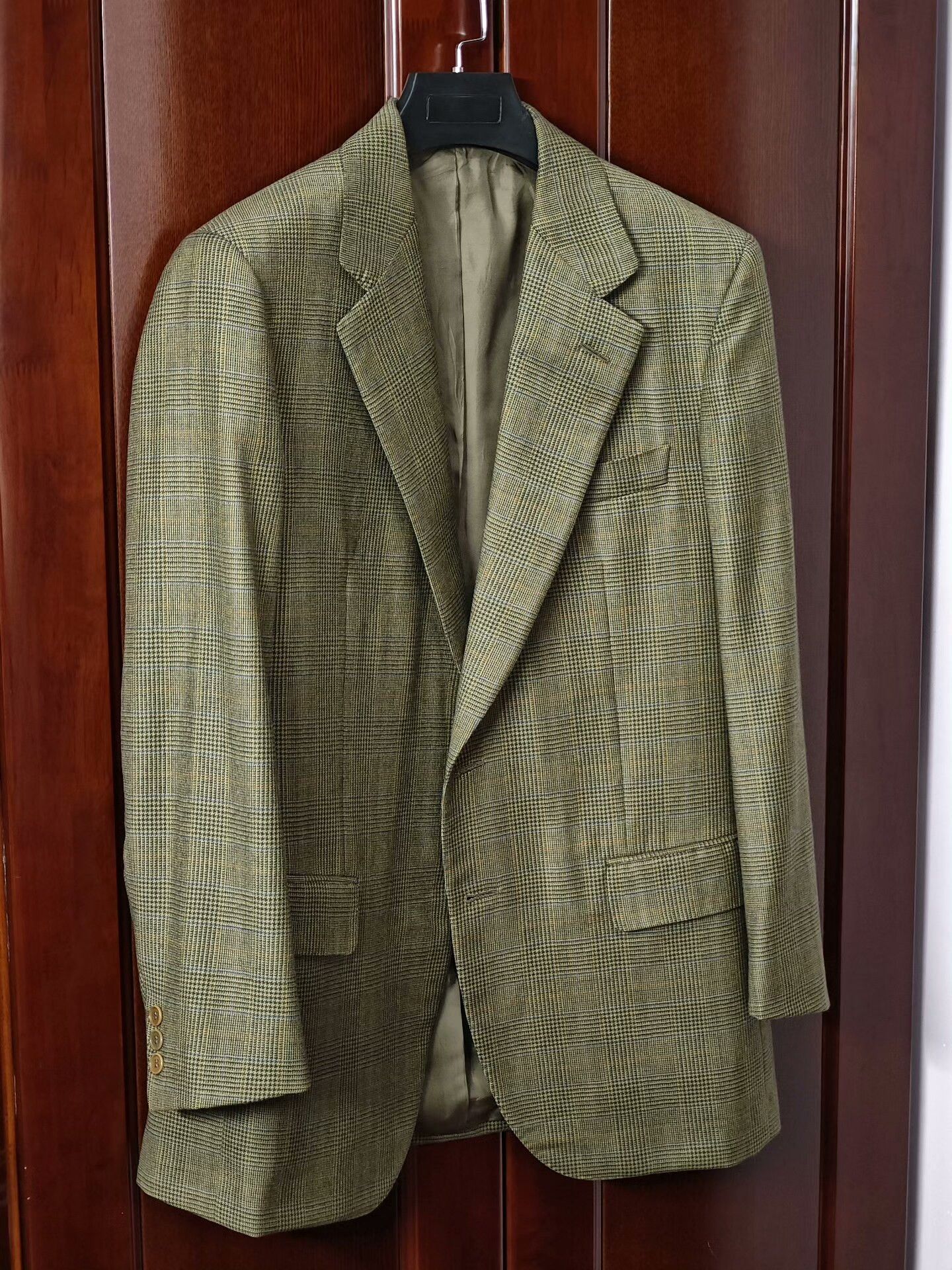Japanese Brand Stylish Green Plaid Wool-Cashmere Blazer Size US M / EU 48-50 / 2 - 1 Thumbnail