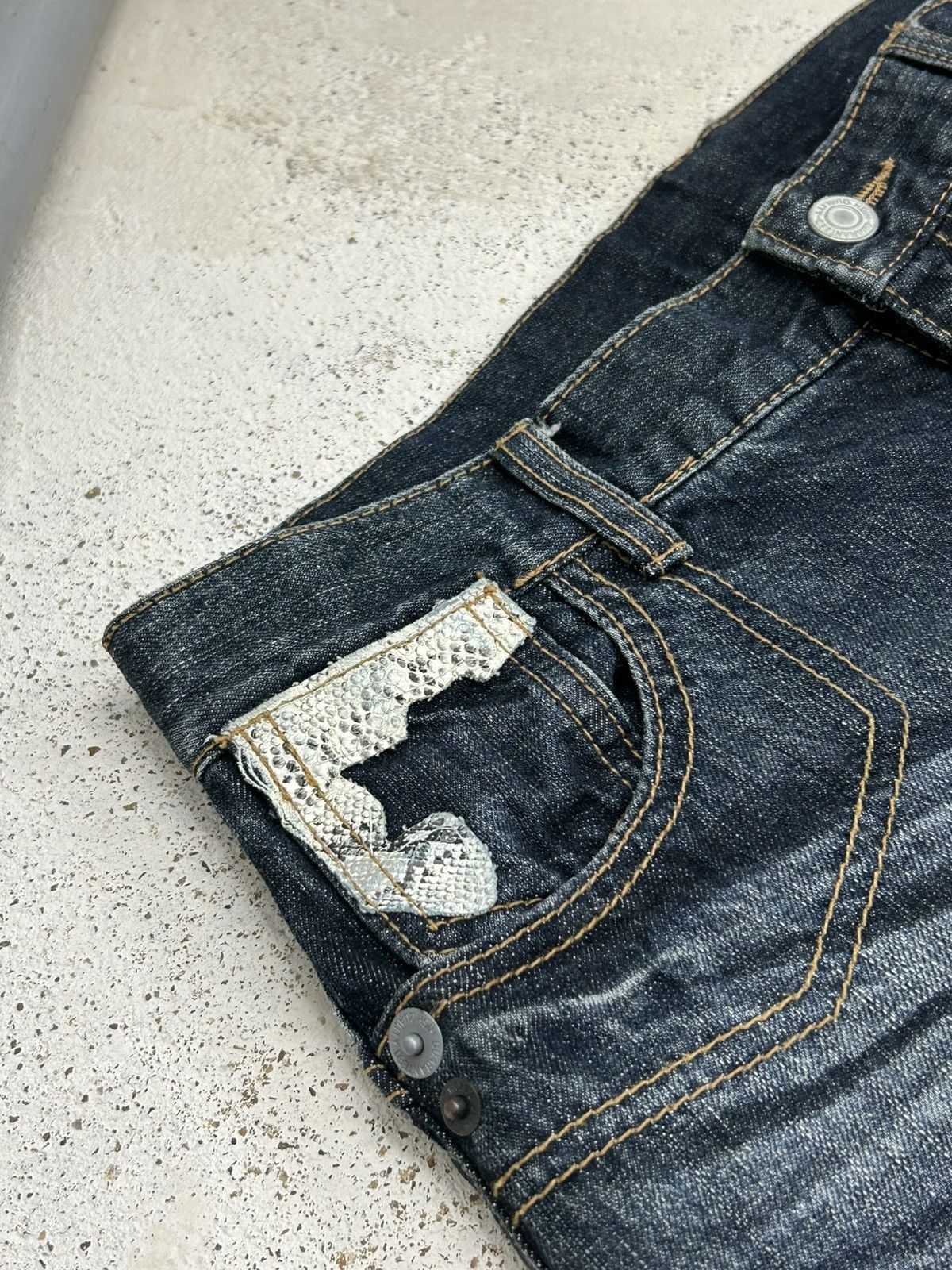 If Six Was Nine Vintage Winger Python Skin Whiskering Washed High Rise Evisu Size US 30 / EU 46 - 14 Thumbnail