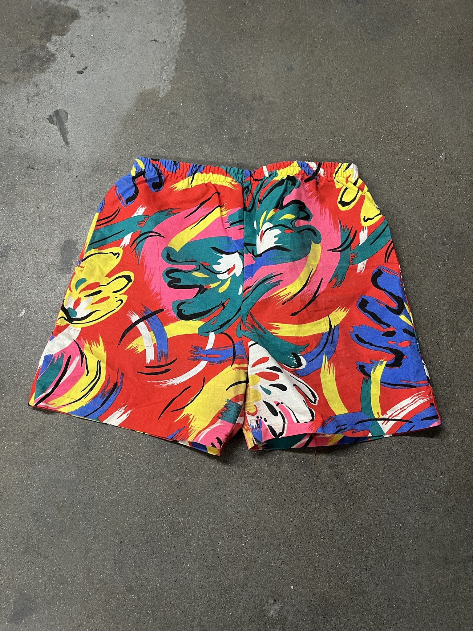 Vintage 1970s Abstract Pop Art 50/50 Shorts Size Large