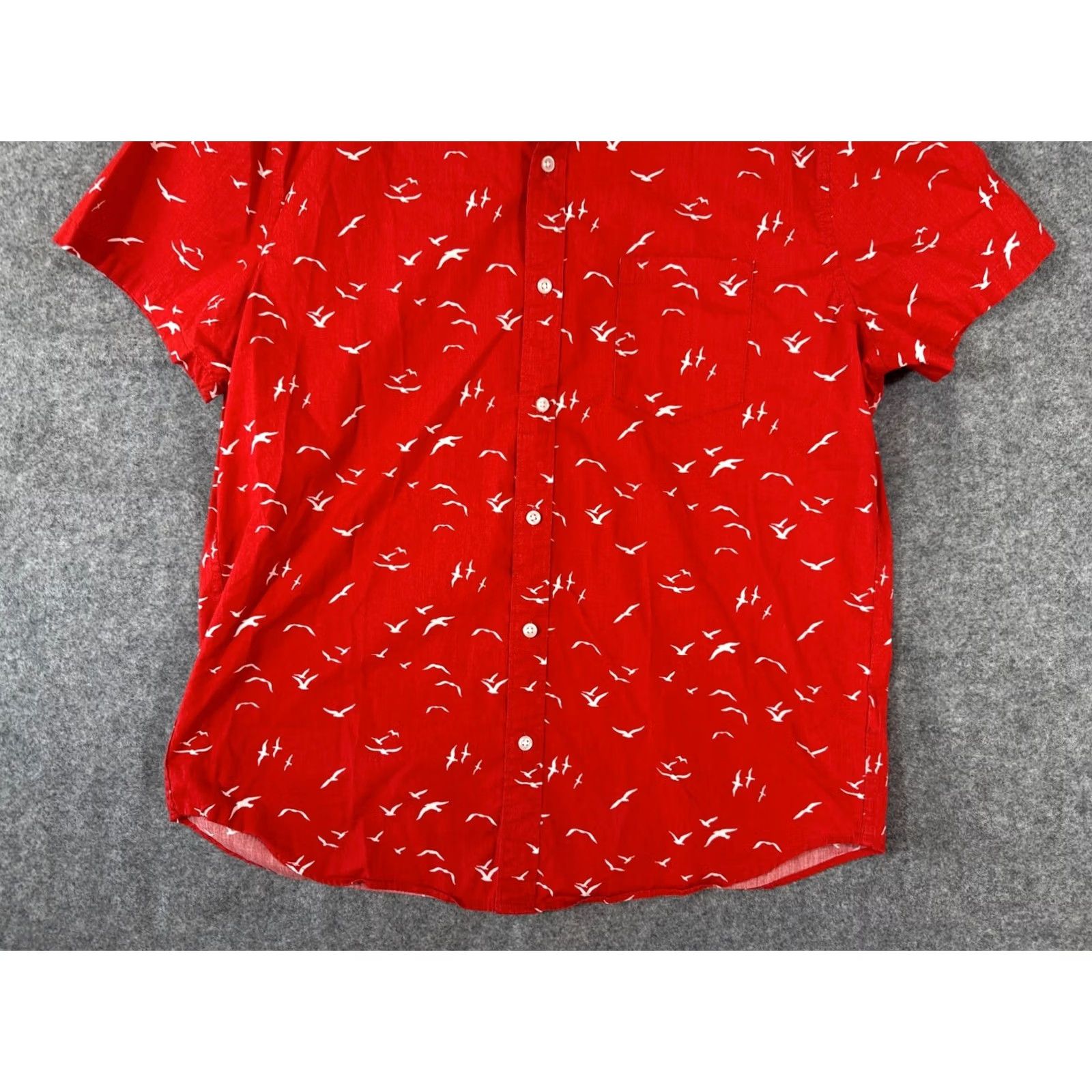J.Crew VINTAGE J. Crew Slim Button Down Shirt Mens XL Red White Bird Print Flex Washed Stretch Short Sleeve Size US XL / EU 56 / 4 - 4 Thumbnail
