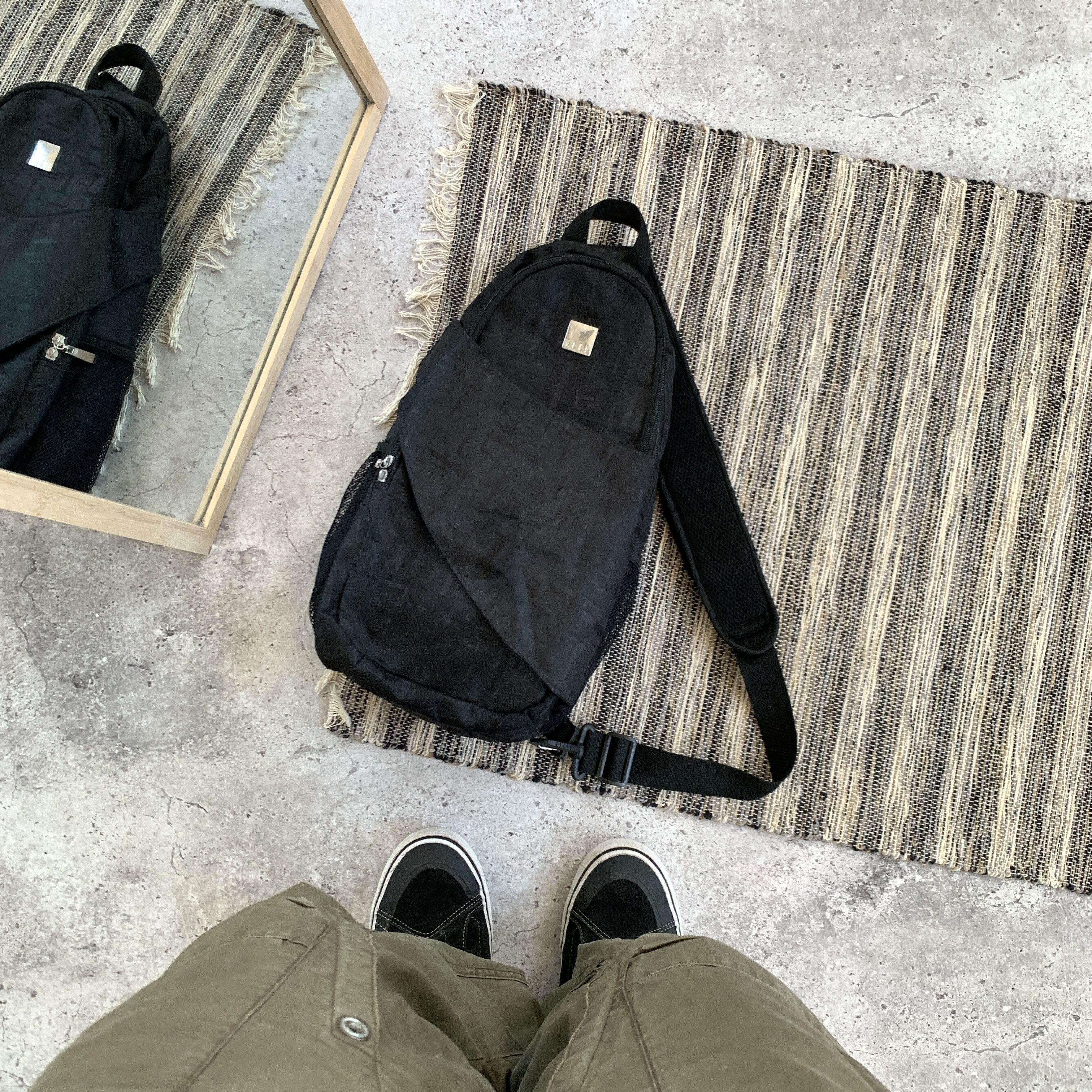 Vintage Elle Y2K Streetwear Black Sling Bag, Men's