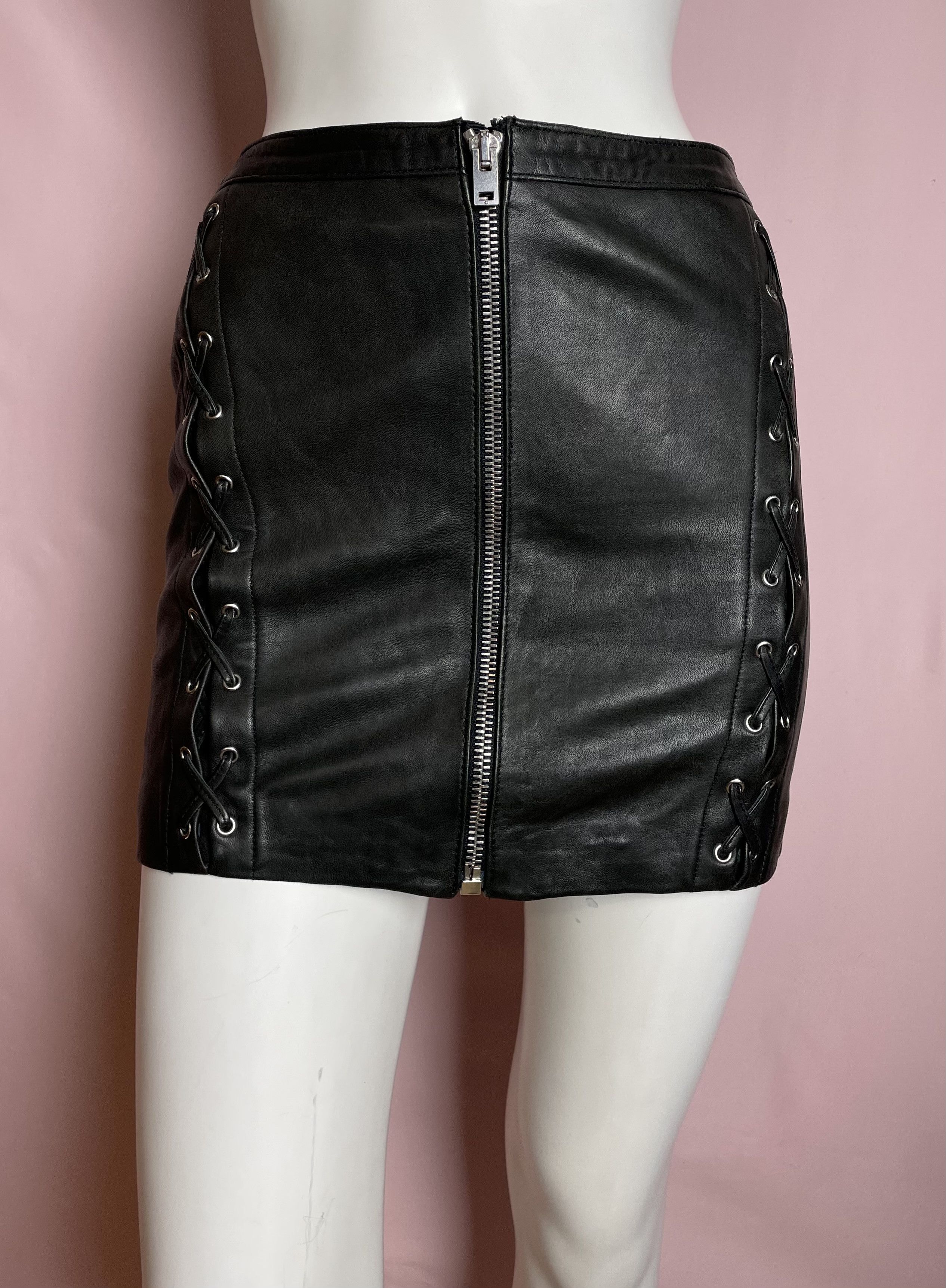 The Kooples THE KOOPLES Lambskin Leather Zipper skirt black Skirt EU36 Size 27" / US 4 / IT 40 - 1 Thumbnail