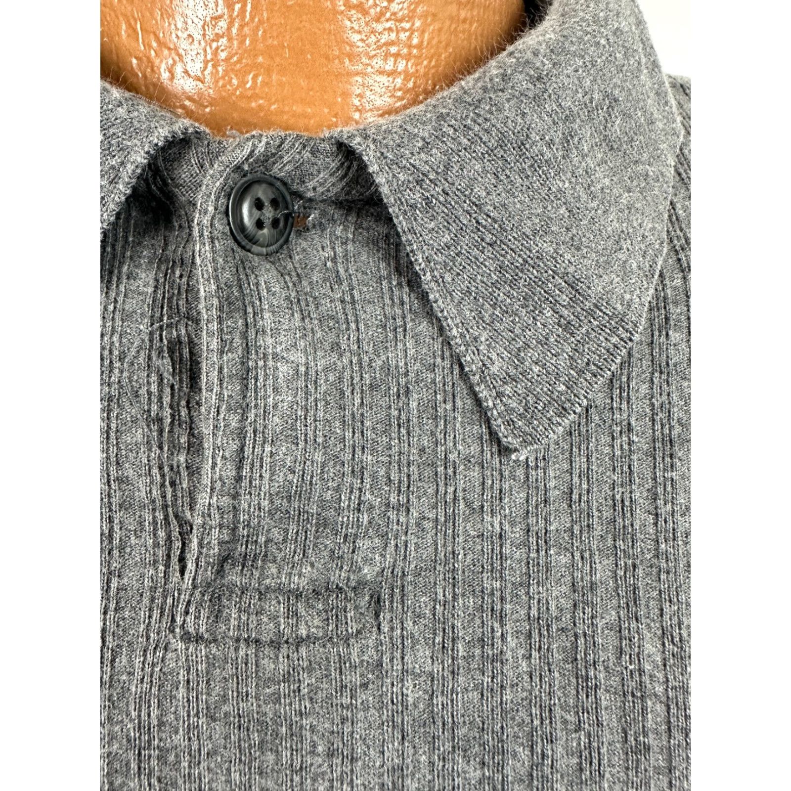 Banana Republic VINTAGE Banana Republic Polo Shirt Men Large 90s Ribbed Cotton Gray Formal Casual Golf Tennis L Mens Size US L / EU 52-54 / 3 - 4 Thumbnail