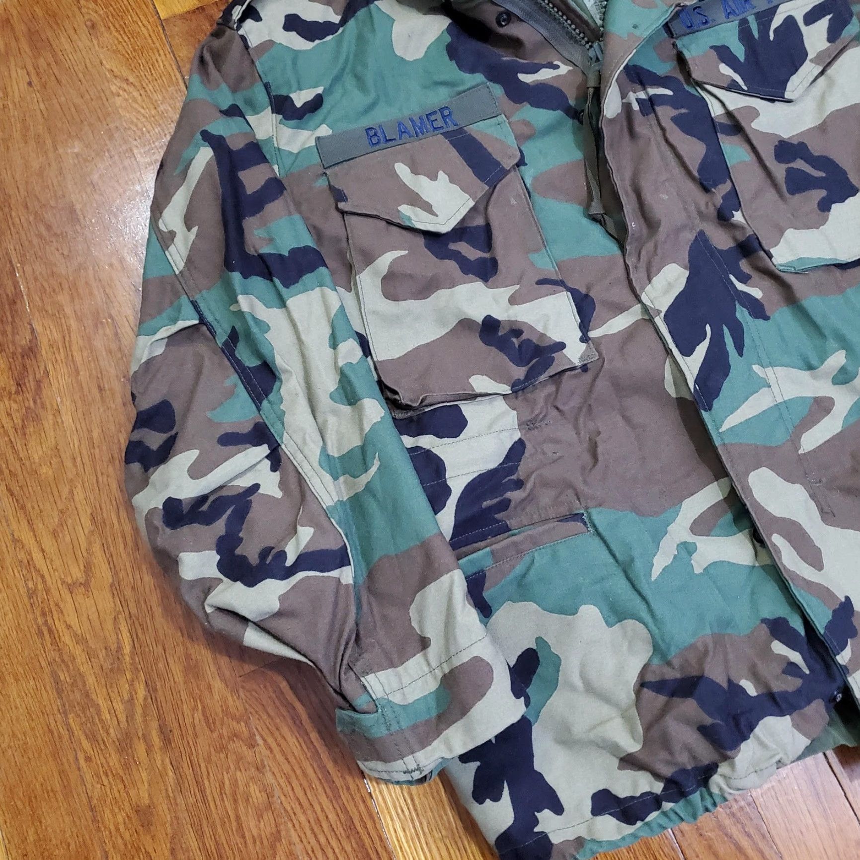 Vintage VINTAGE M65 Field Jacket Us Air Force Mens Medium Short Woodland Camo Coat 90s Military Zip Size US 31 - 2 Thumbnail