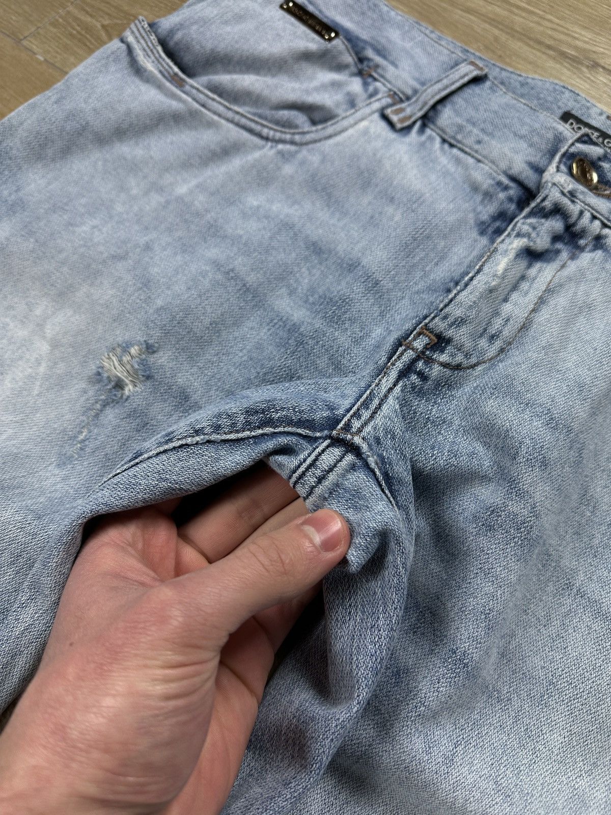 Dolce & Gabbana × Vintage Vintage Dolce&Gabbana Low Waist Distressed Blue Denim Jeans Size US 34 / EU 50 - 7 Thumbnail