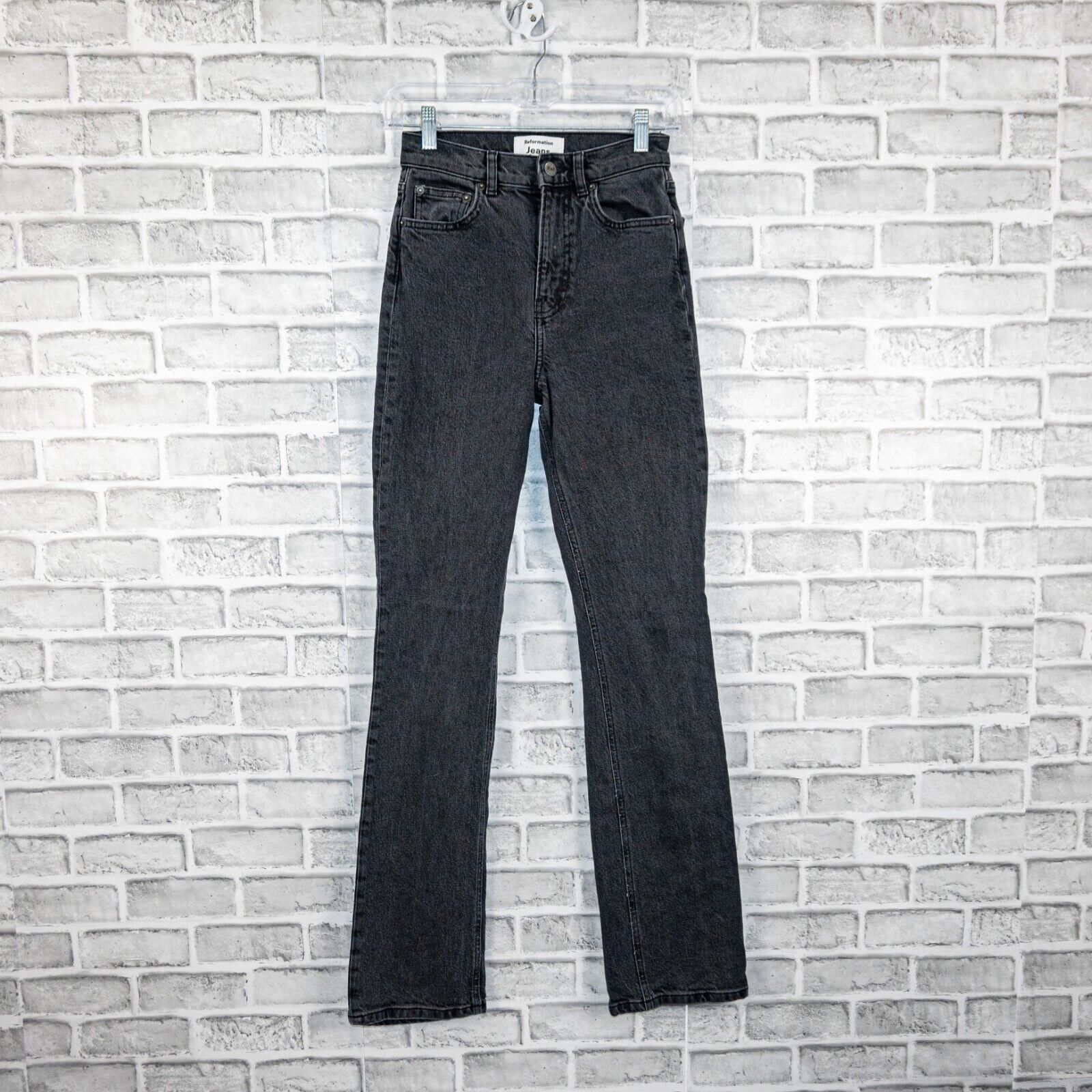 Reformation REFORMATION High-Rise Kick Flare Denim Jeans Black Erie Wash Size 24" / US 00 / IT 34 - 7 Thumbnail