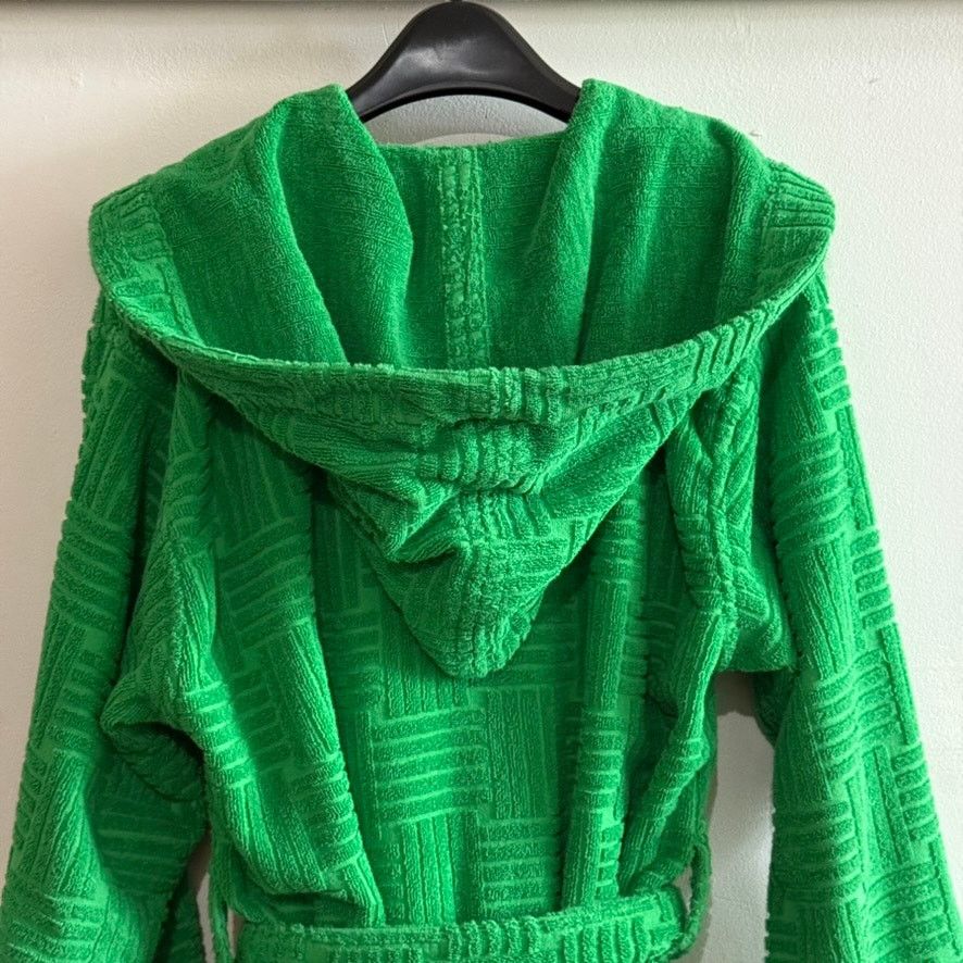 Bottega Veneta $750 Grass Green Intreccio Pattern Cotton Bathrobe Size ONE SIZE - 6 Thumbnail