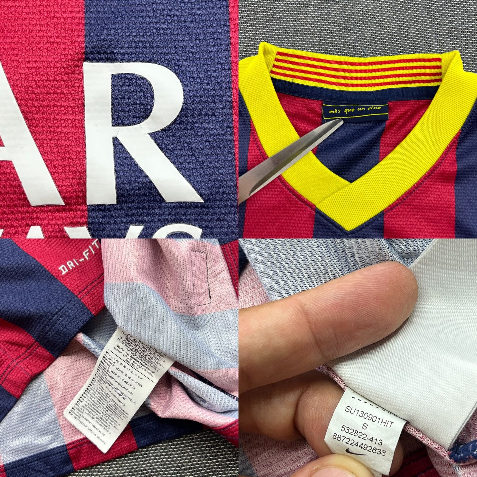 Nike Nike Barcelona 2013 2014 Home Pique Mens Football Jersey Shirt Small Adults Size US S / EU 44-46 / 1 - 11 Thumbnail