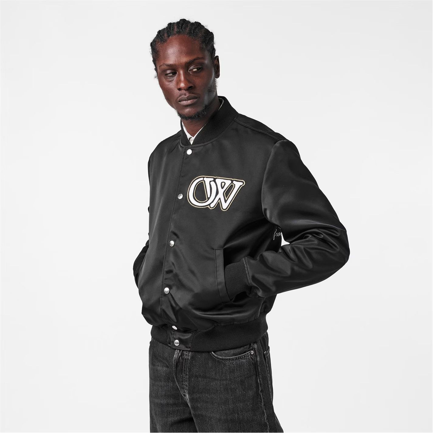 Off-White o1g2r1mq0326 Monogram Bomber Jacket in Black Size US L / EU 52-54 / 3 - 4 Thumbnail