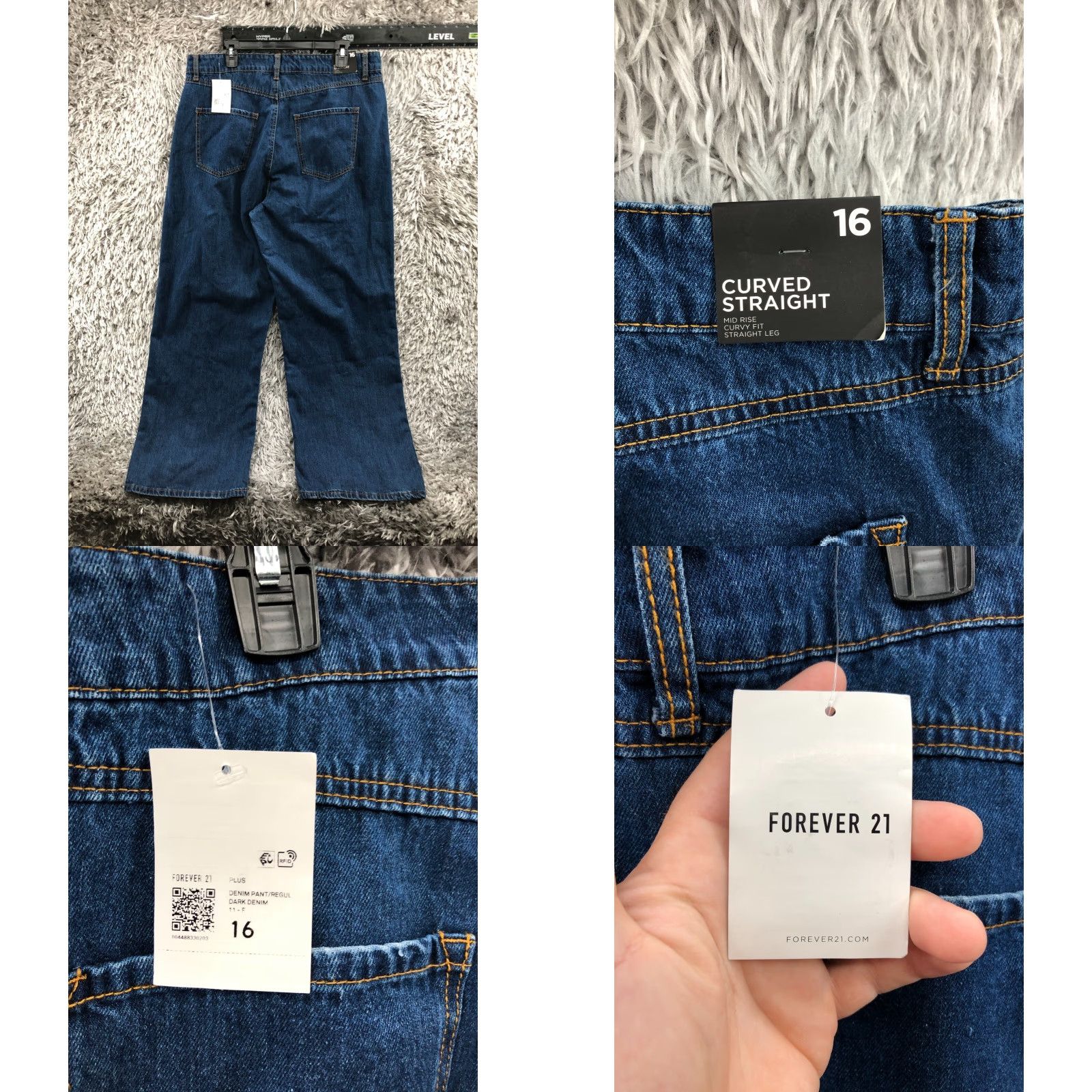 Forever 21 FOREVER 21 Jeans Straight 16 Womens Dark Blue Denim 5-Pocket Regular Waist 36 Inseam 32 in Color Blue Size 38" / US 16 / IT 52 - 8 Thumbnail