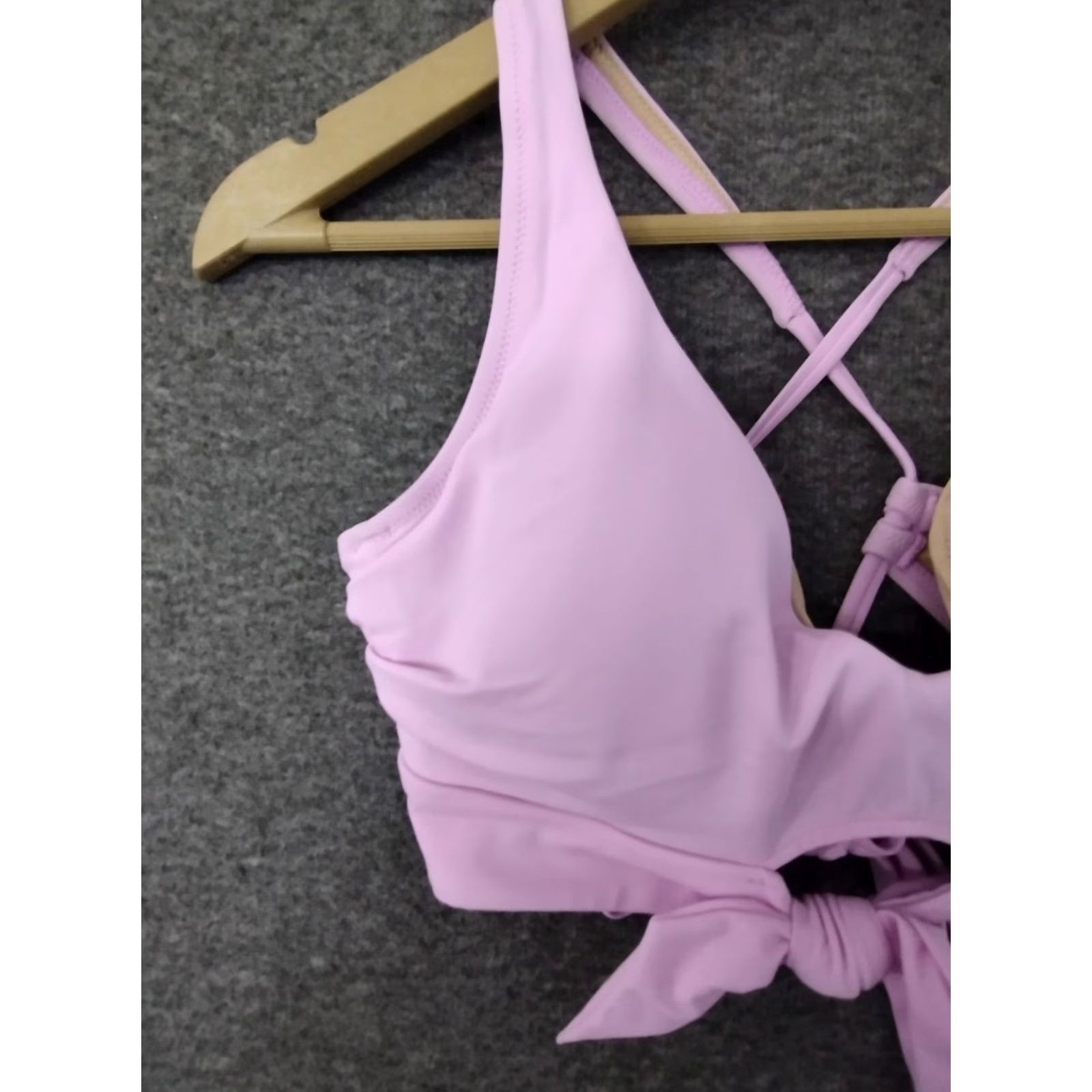 Vintage Shade & Shore Purple Front Tie Spaghetti Bikini Swim Top Padded Size 34C Size XXS / US 00 / IT 34 - 7 Thumbnail