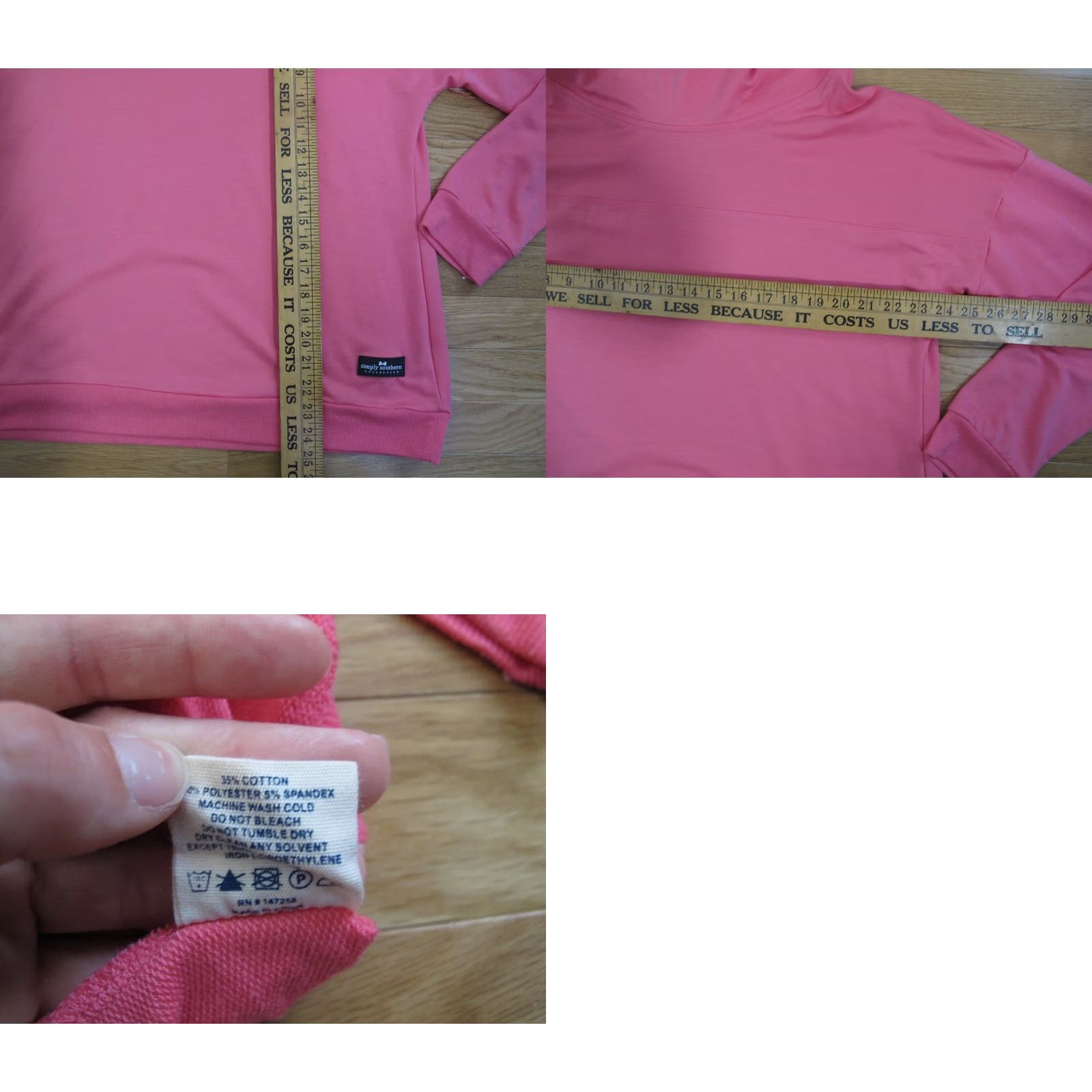 Pinko Simply Southern Sweatshirt Women's XL Pink Cowl Neck Pullover Polyester Fleece Logo Activewear Size XL / US 12-14 / IT 48-50 - 8 Thumbnail