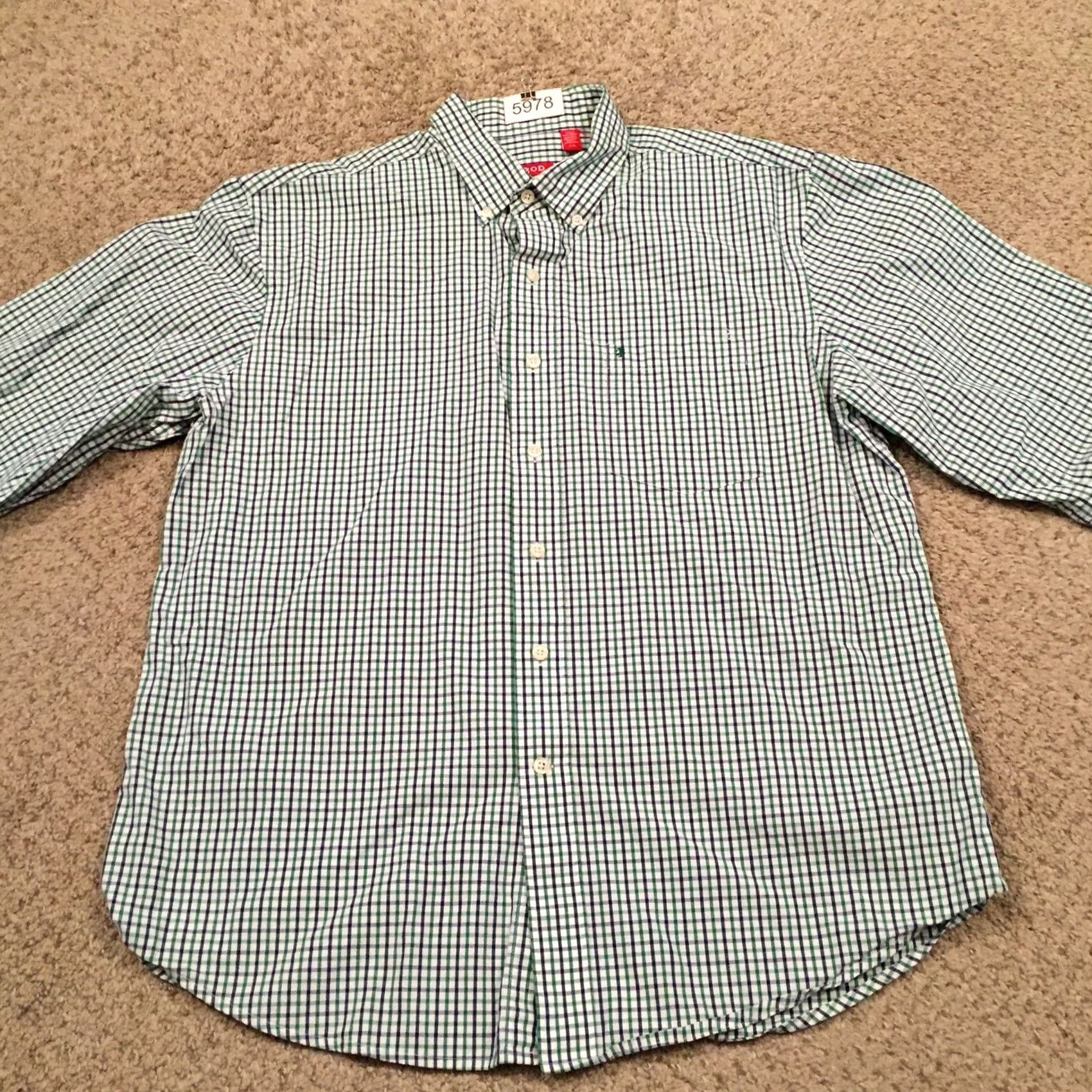 Izod Izod Shirt Mens Large Green Plaid Long Sleeve Button Down Shirt Size US L / EU 52-54 / 3 - 5 Thumbnail