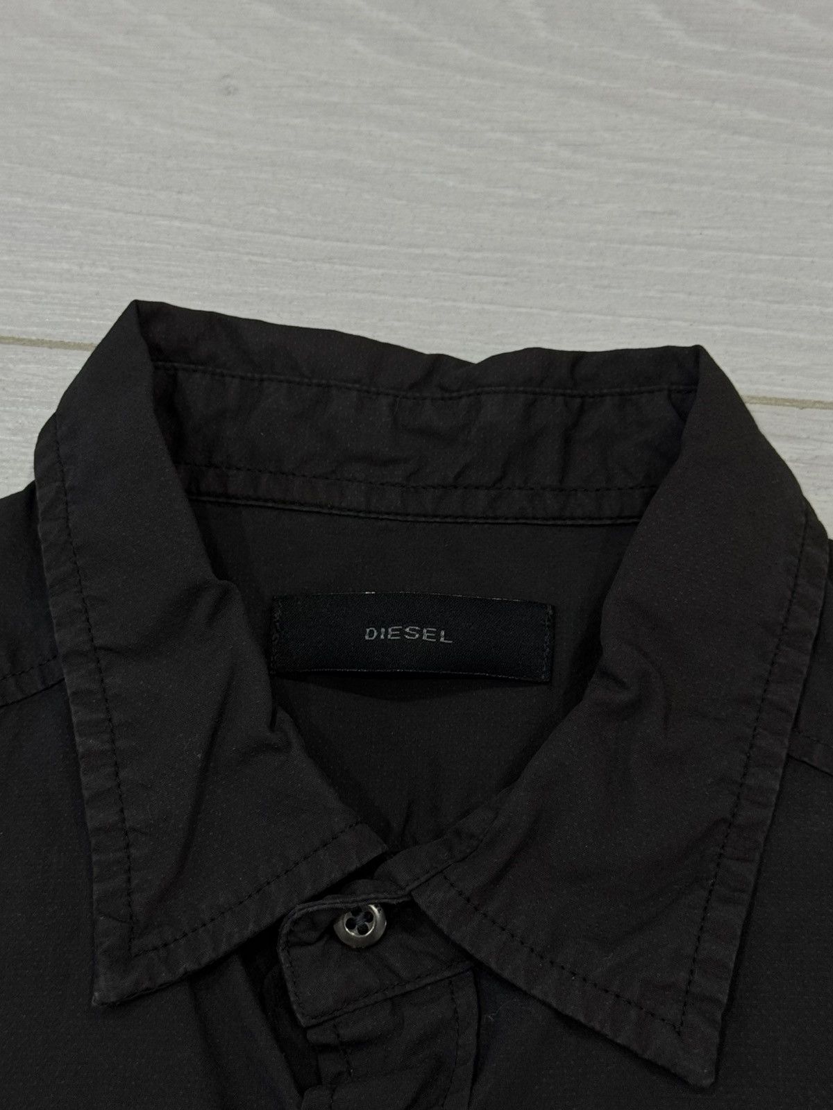 Diesel 2000s Button Up Shirt - Black Military Vintage Size M