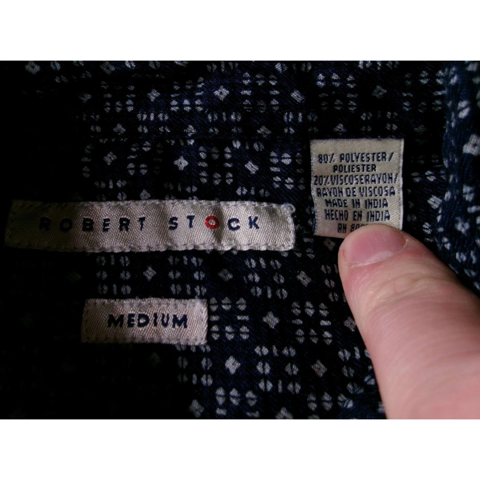 Vintage Robert Stock Shirt Men Medium Navy Geometric Button Up Casual Dress Classic Long Sleeve Button-Up Size US M / EU 48-50 / 2 - 6 Thumbnail