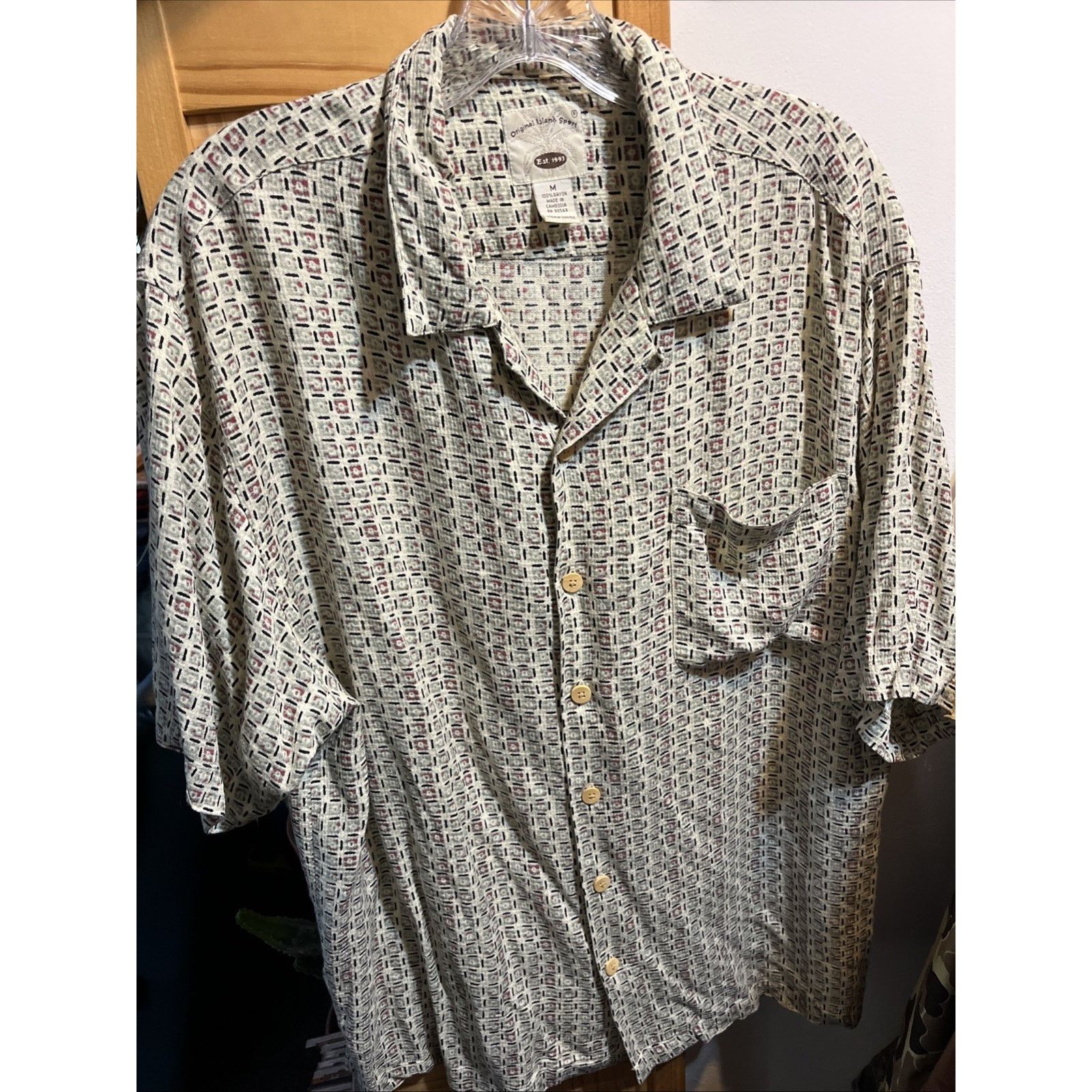 Other Original Island Sport VTG Hawaiian Shirt Mens M Beige Tribal Size US M / EU 48-50 / 2 - 10 Thumbnail