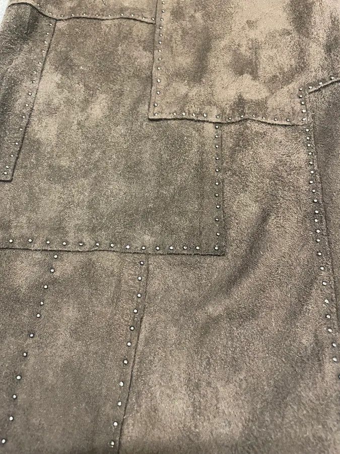 Fendi 2000s Fendi Khaki Suede Leather Studded Patchwork Pants Size US 31 - 8 Thumbnail