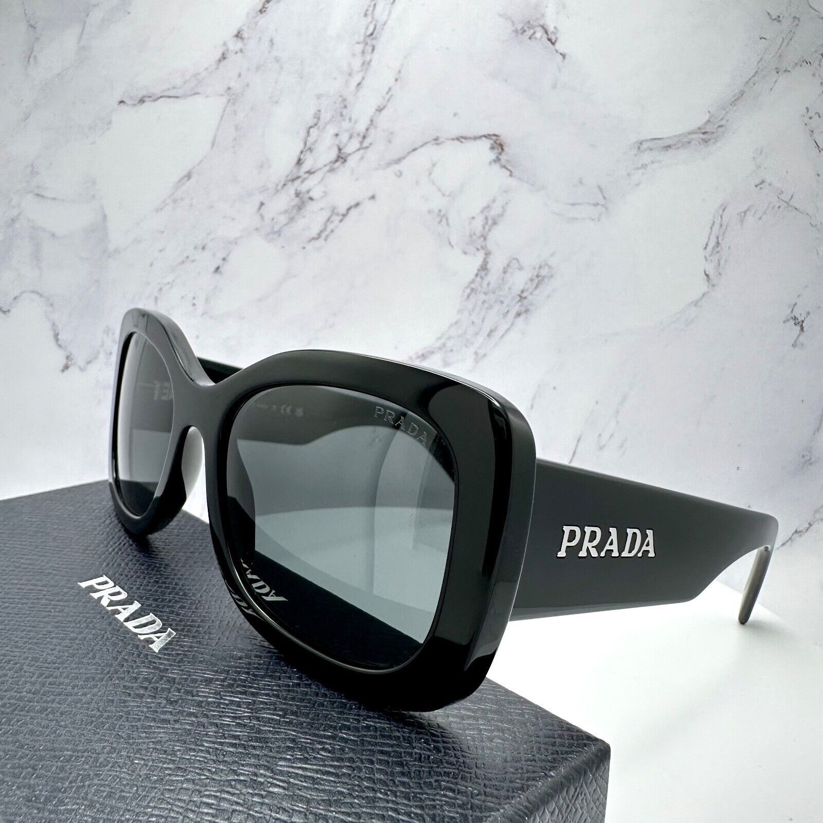 Prada New PRADA Sunglasses Black Oversized Square Letter Logo Size ONE SIZE - 17 Thumbnail