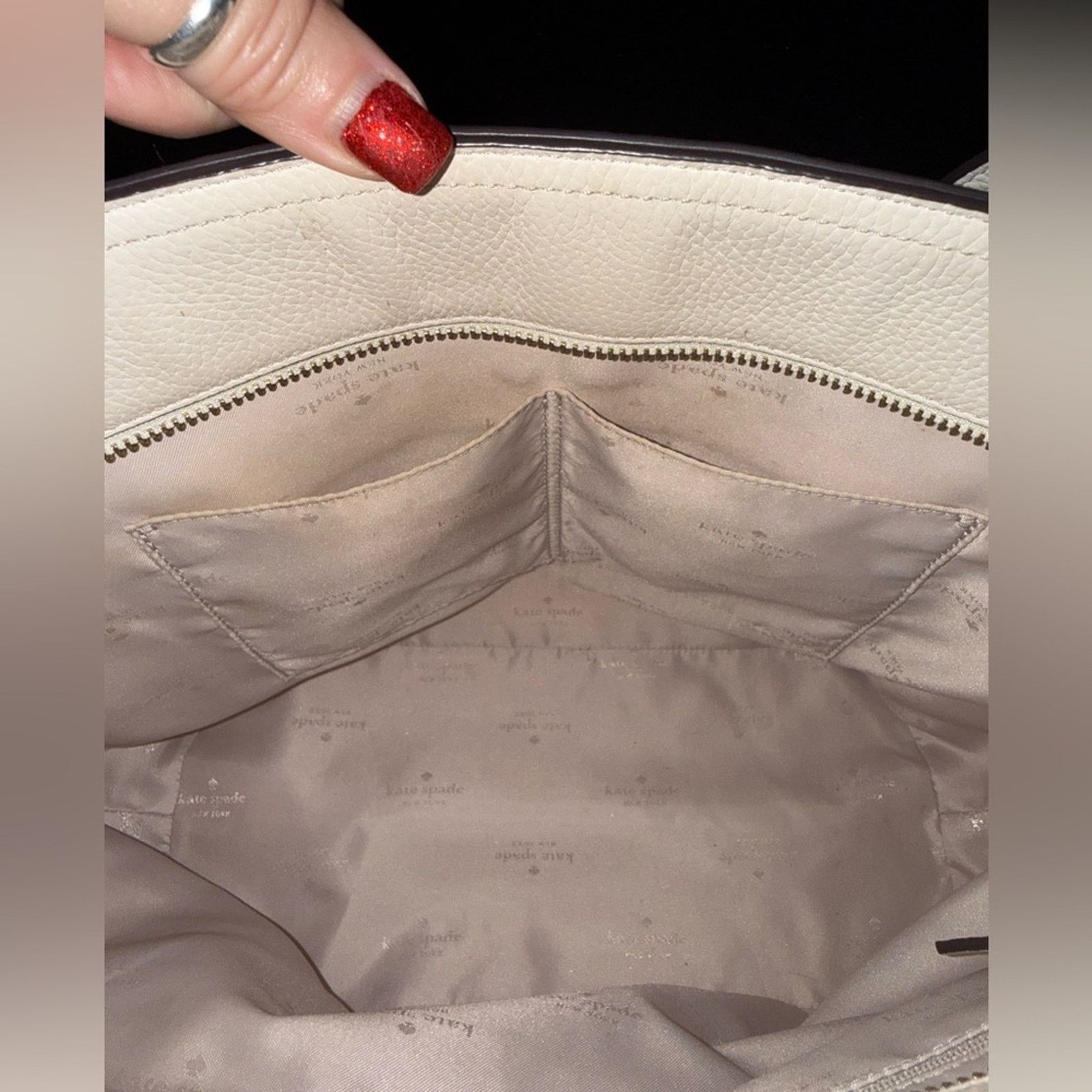 Kate Spade Kate Spade Hayes Ivory Pebbled Leather Double Handles Tote Size ONE SIZE - 11 Thumbnail