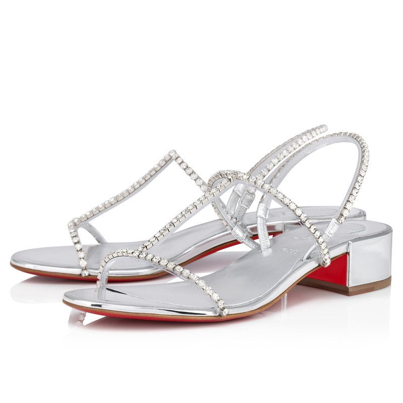Christian Louboutin os11x0526 Simple 25mm PVC Queenie Sandals in Silver Size US 9 / IT 39 - 2 Thumbnail