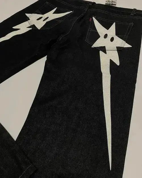 Jean Streetwear Y2k Stars Print Baggy Jeans Size US 32 / EU 48 - 4 Thumbnail