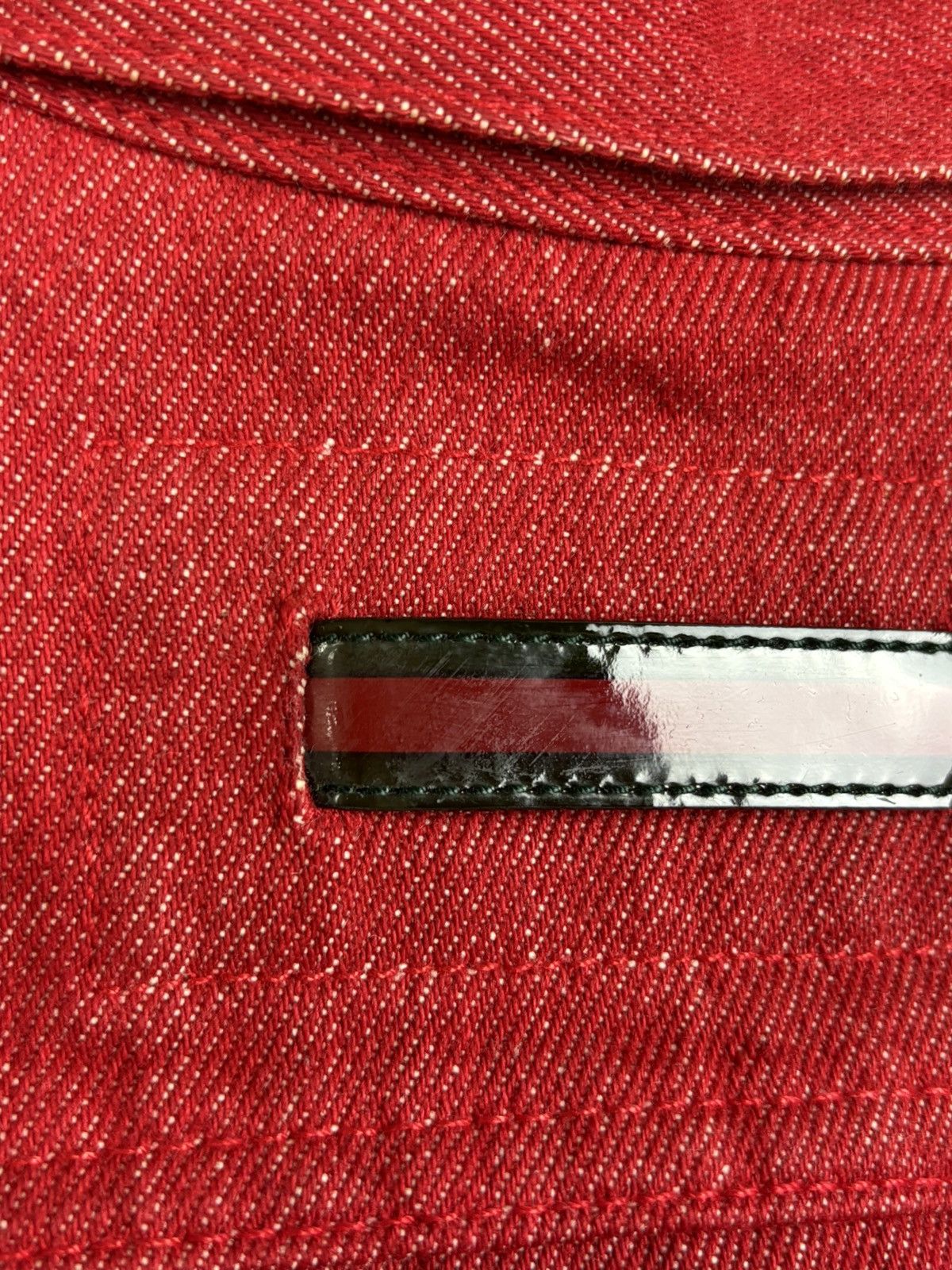 Gucci 90s Gucci Tom Ford 1999 Wasp Waist Red Denim Jacket 40 Size S / US 4 / IT 40 - 7 Thumbnail