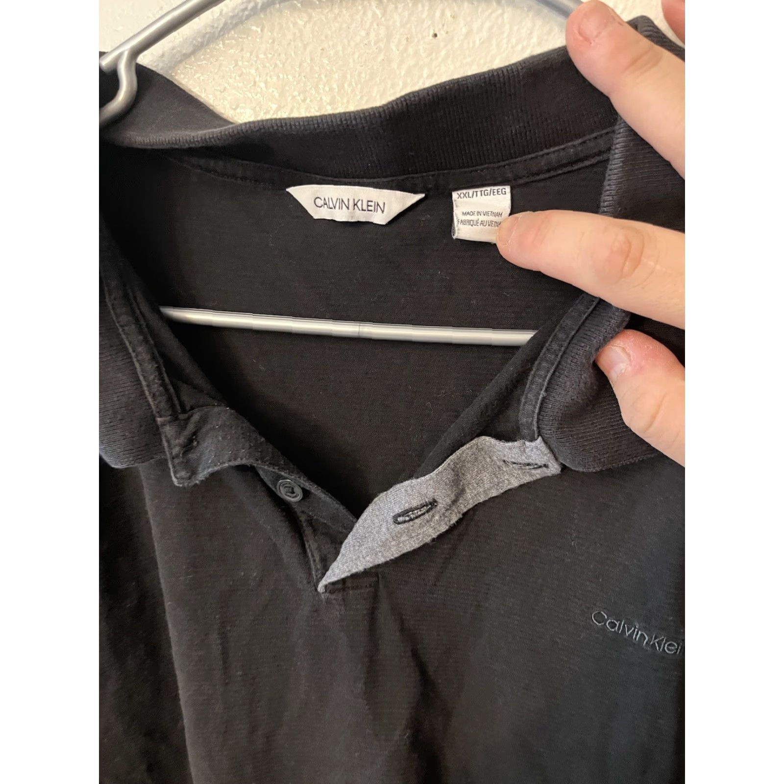 Calvin Klein Calvin Klein Polo Shirt Short Sleeve Mens XXL Black Solid Knit Cotton Reg Fit 2XL Logo Classic Modern Sports Shirt Size US XXL / EU 58 / 5 - 3 Thumbnail