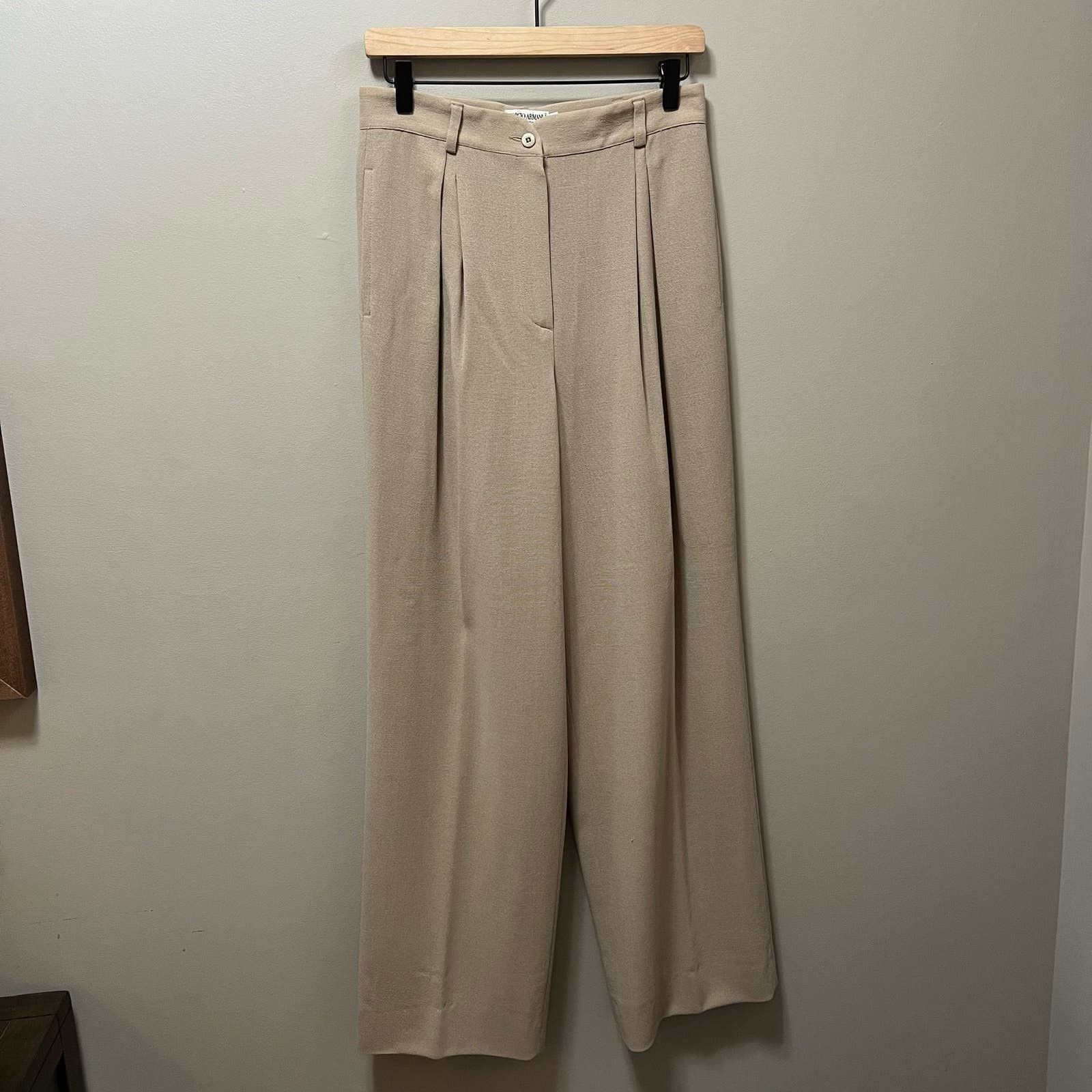 image of Giorgio Armani Lana Laine Wool Pants Size 44 / 10 in Brown, Women's