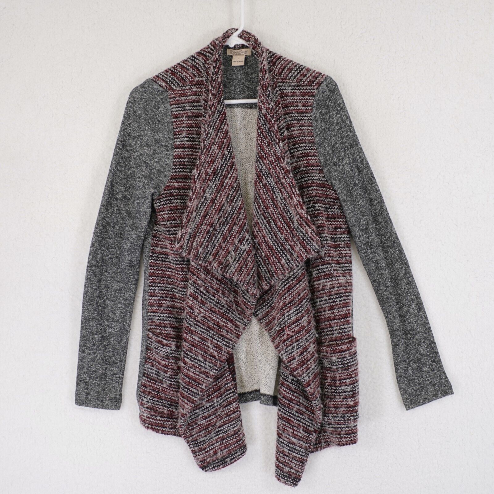 Lucky Brand Lucky Brand Patchwork Heather Gray Red Cardigan Sweater Larg Size L / US 10 / IT 46 - 1 Thumbnail