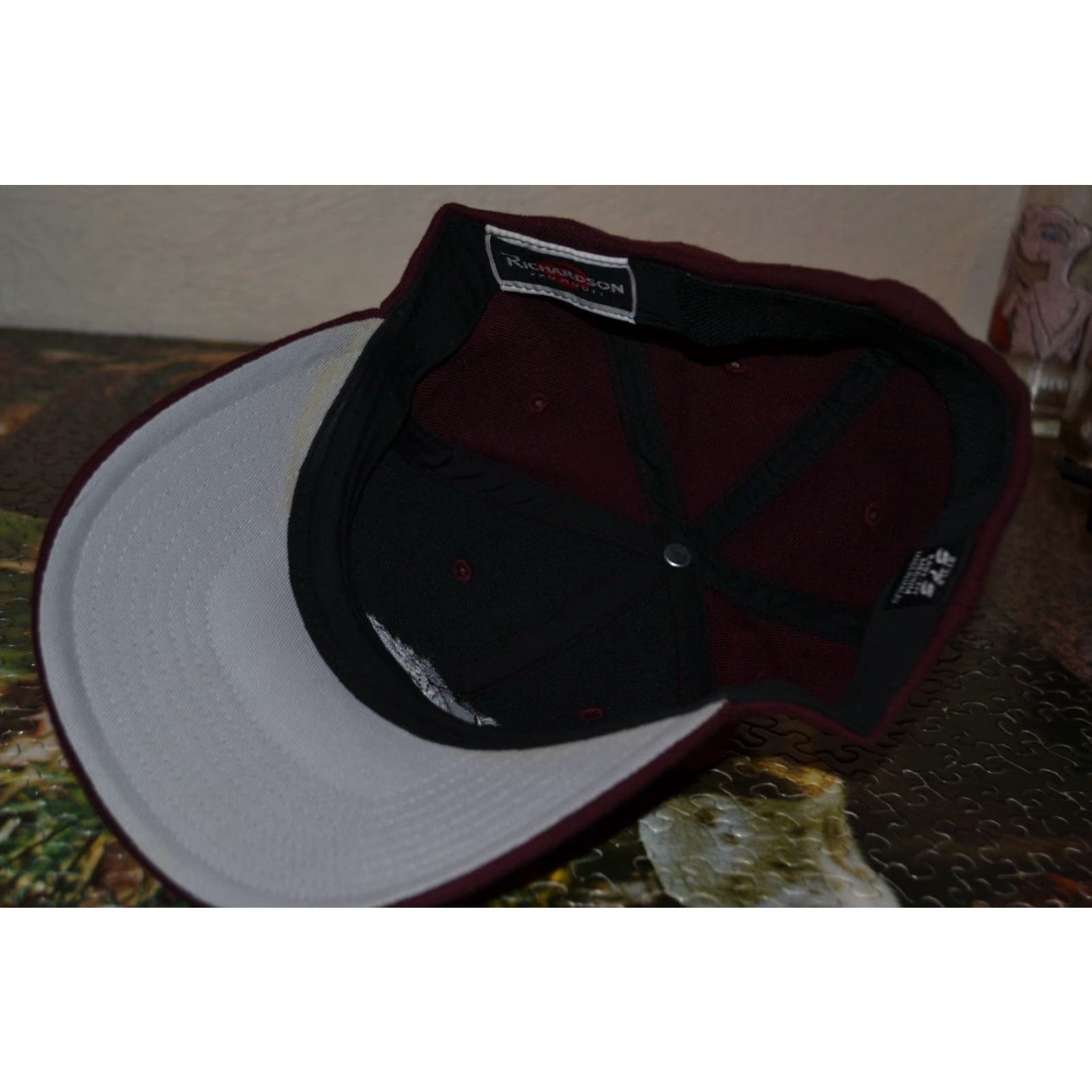 Vintage Richardson Maroon Baseball Cap Hat Flexfit M Men Bulldogs & Morenci & Rossford OH/MI Nice Size ONE SIZE - 4 Thumbnail