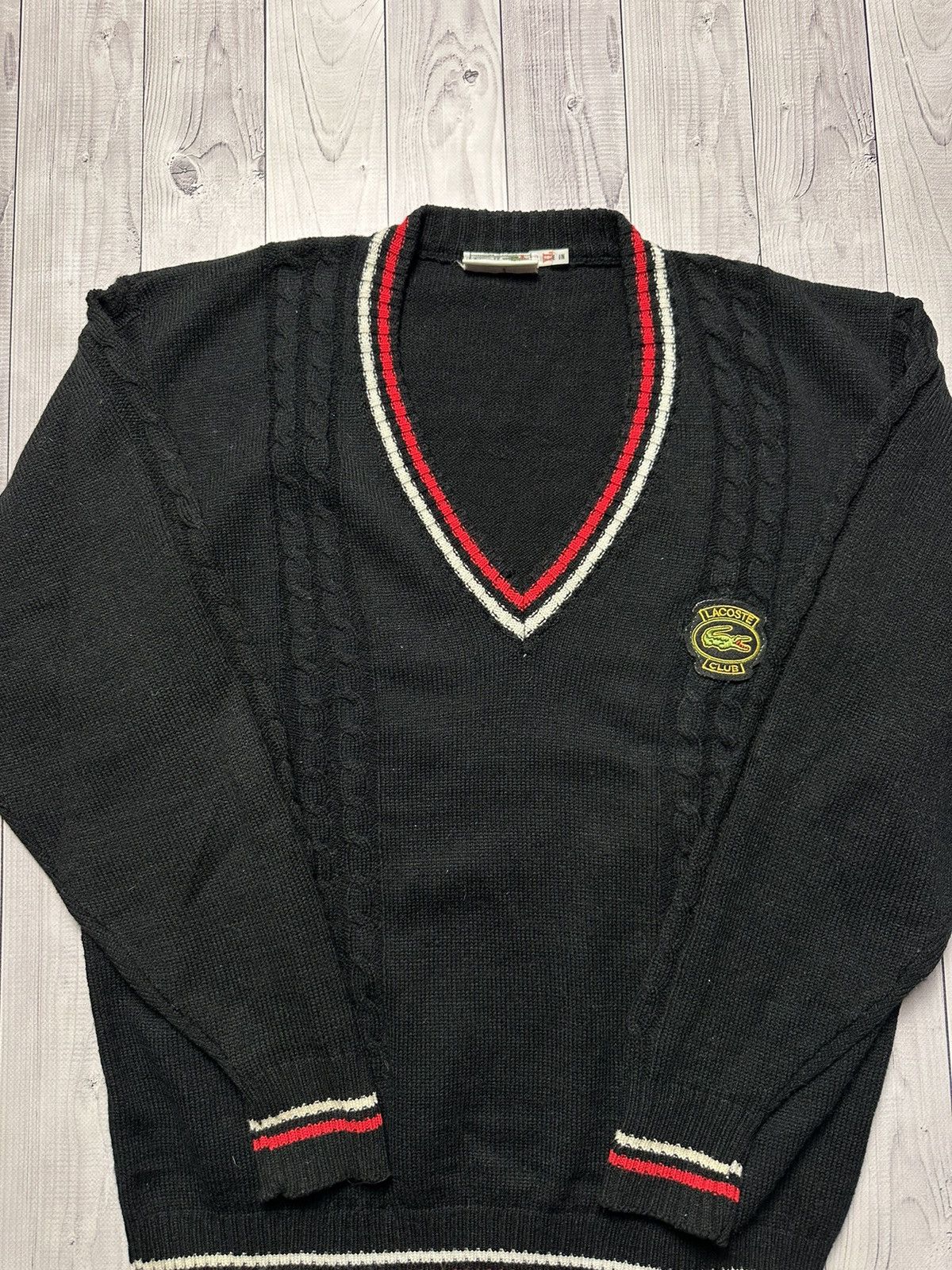 Lacoste × Vintage Vintage Lacoste sweater V-Neck knitted logo size XL rare Size US XL / EU 56 / 4 - 2 Thumbnail