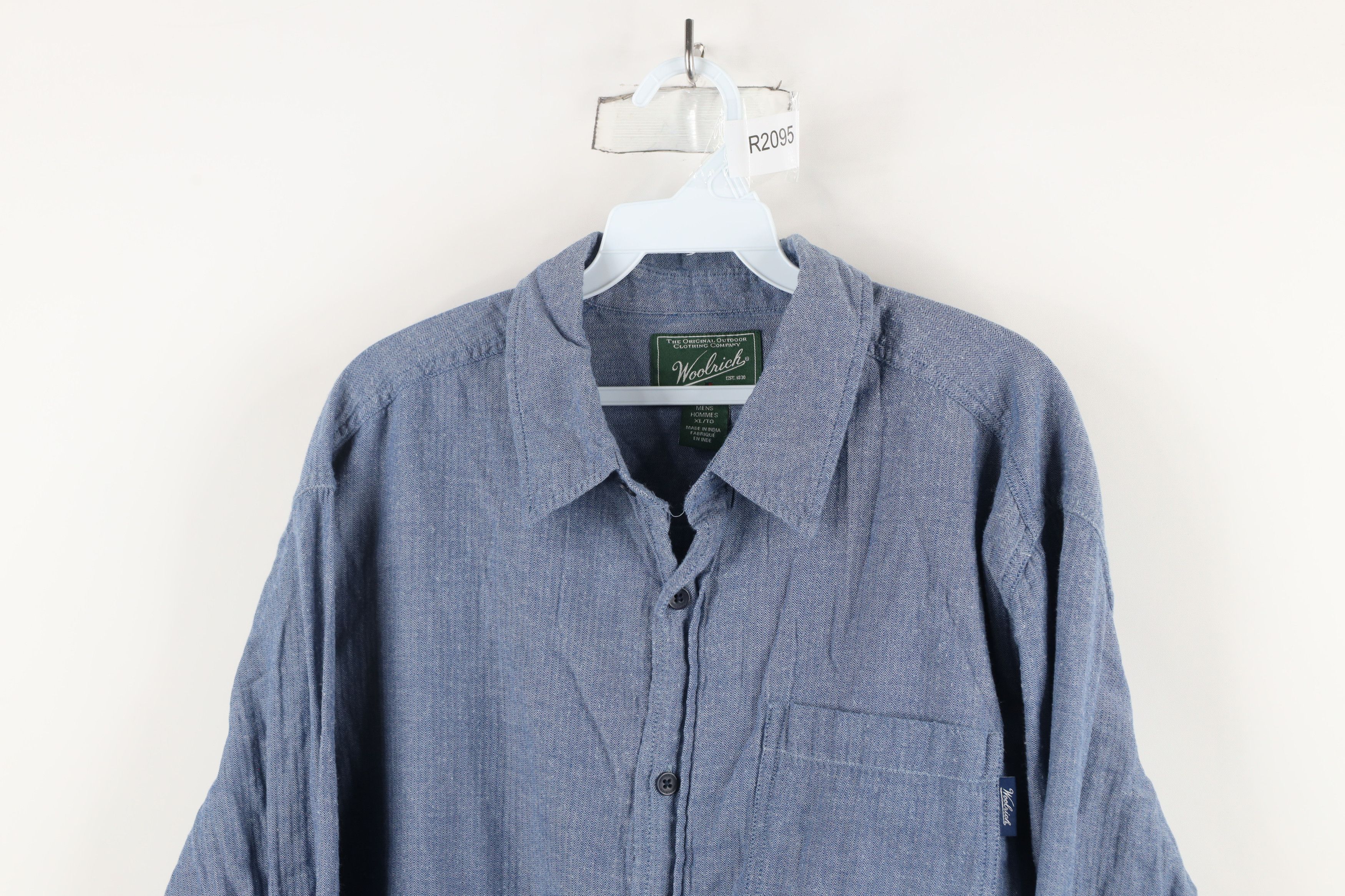 Vintage × Woolrich Woolen Mills Vintage Woolrich Herringbone Collared Button Down Shirt Size US XL / EU 56 / 4 - 2 Thumbnail