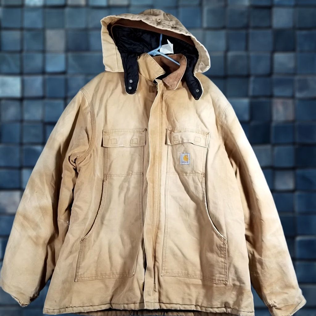Carhartt VINTAGE Carhartt Artic Jacket C03 2XL Parka Coat Beige Front Zip Hooded Insulated Lined Winter Workwear Men Mes Size US XXL / EU 58 / 5 - 1 Thumbnail