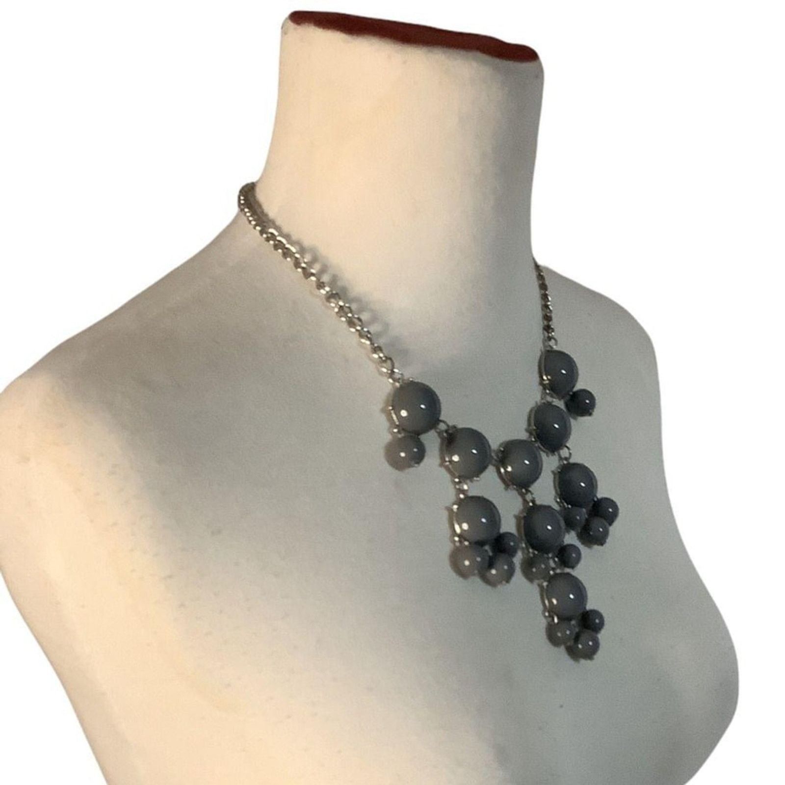 Other Y2K Glam Bubble Bib Statement Necklace Gray Beaded Size ONE SIZE - 3 Thumbnail