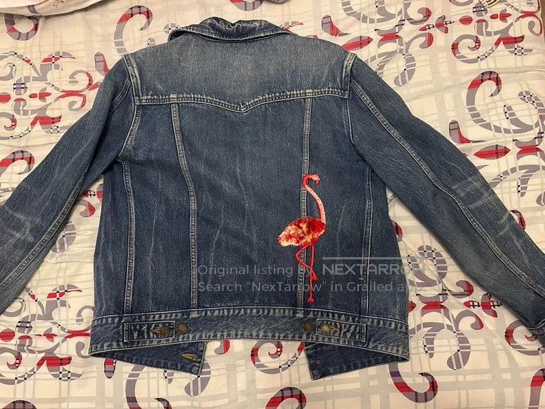 Saint Laurent Paris Saint Laurent SLP Flamingo Embroidered Denim Jacket. Size US M / EU 48-50 / 2 - 2 Thumbnail