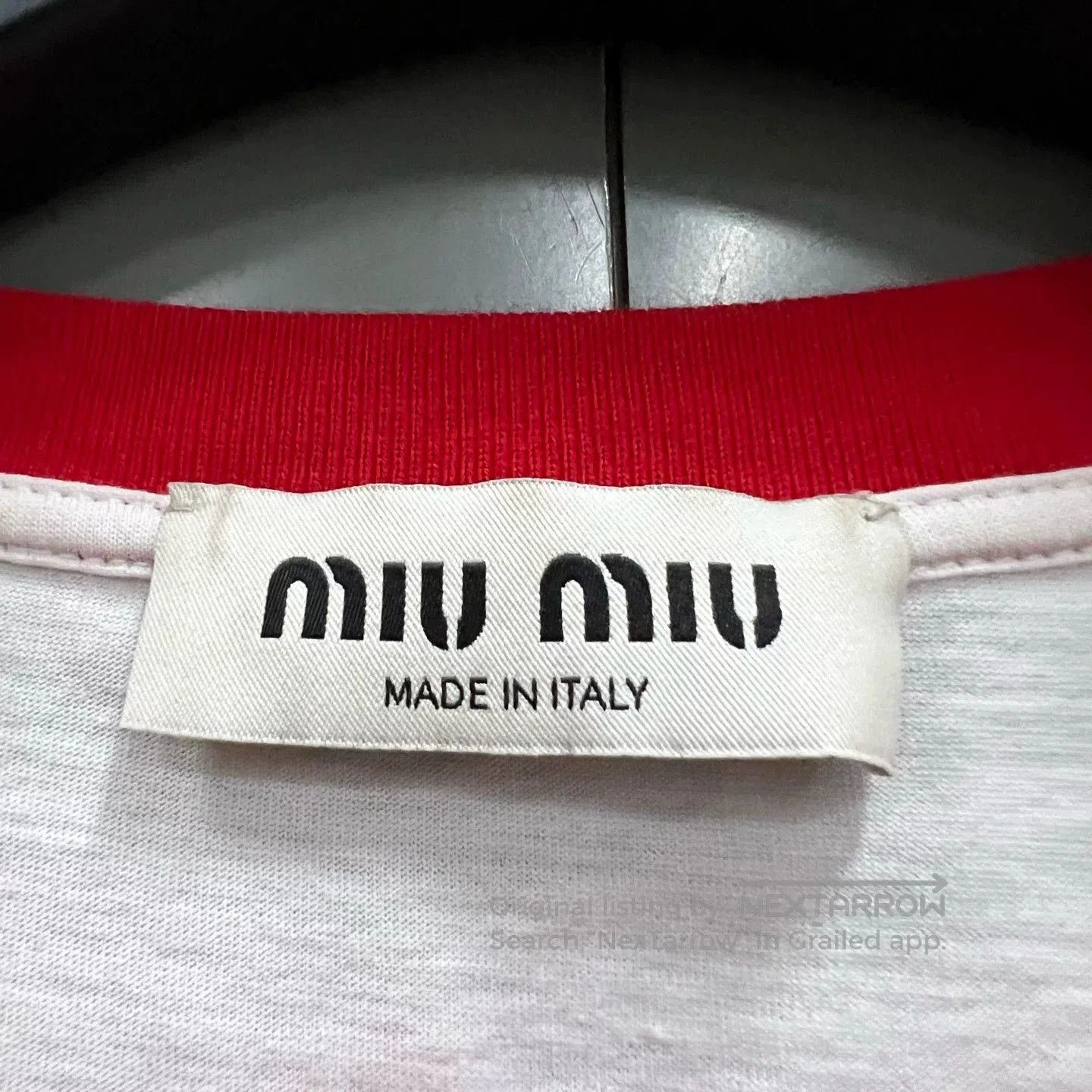 Miu Miu Miu Miu White Red Logo Short Sleeve. Size M / US 6-8 / IT 42-44 - 2 Thumbnail
