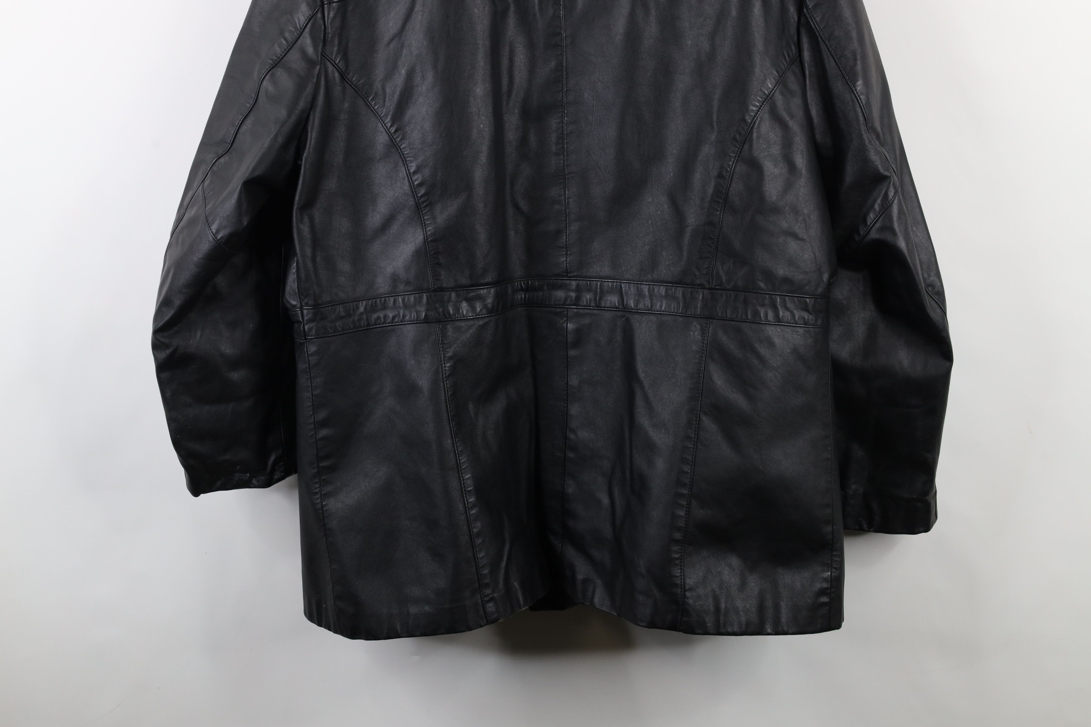 Vintage Vintage 70s Streetwear Leather Button Jacket Black Size US XXL / EU 58 / 5 - 16 Thumbnail