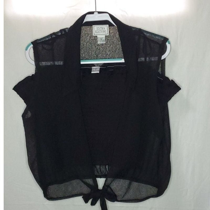 Other Extra Editions Women’s 2-Piece Black Sheer Crop Top Set 3X Size 3XL / US 20-22 - 1 Thumbnail