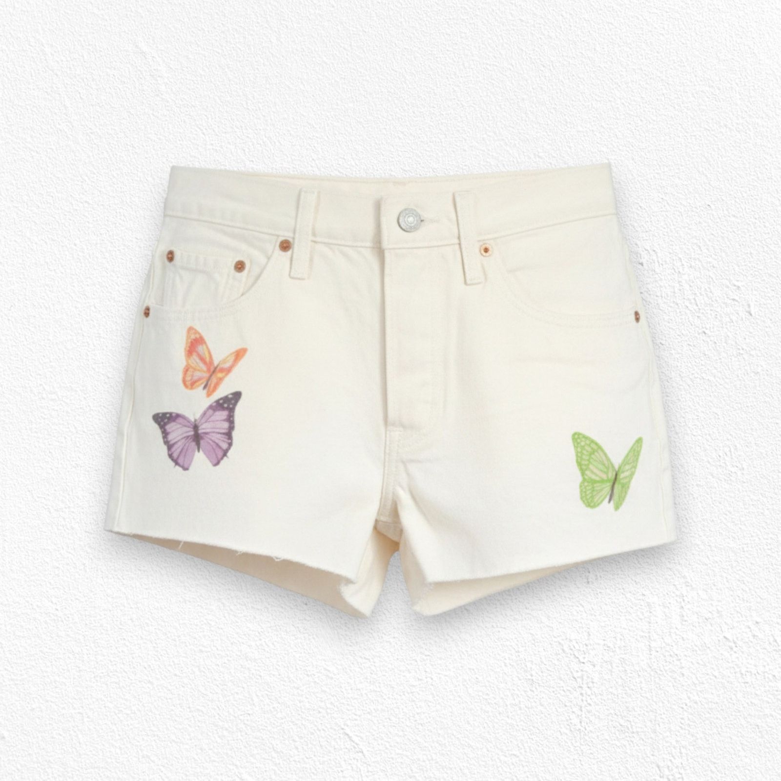 Levi's Levi’s 501 White Butterfly Cutoff Shorts Size 26 Size 26" / US 2 / IT 38 - 1 Thumbnail