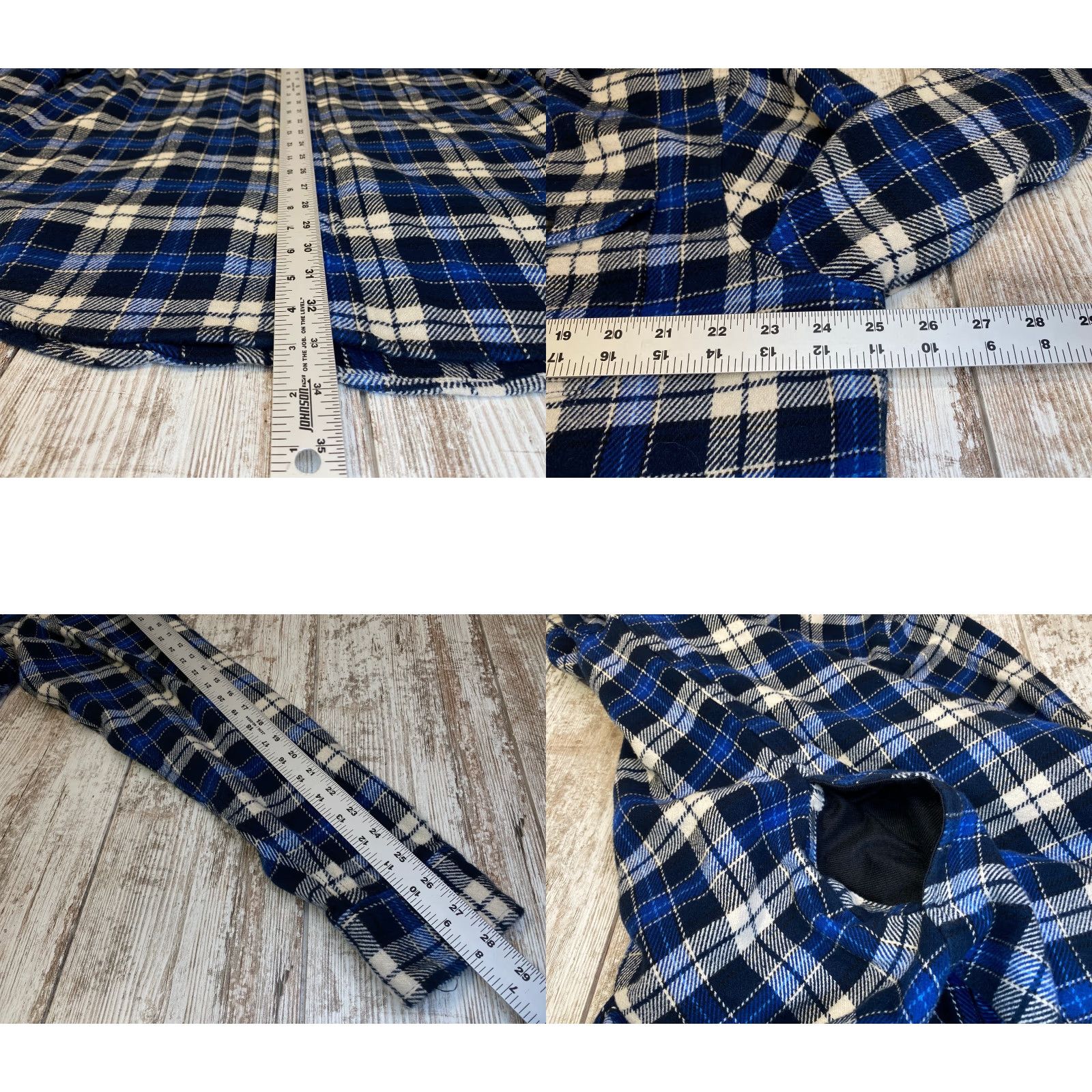 Orvis VINTAGE Orvis Heavy Flannel Shirt Shacket Men’s XLT Blue Black Plaid Double Flap Pockets Size US XL / EU 56 / 4 - 8 Thumbnail
