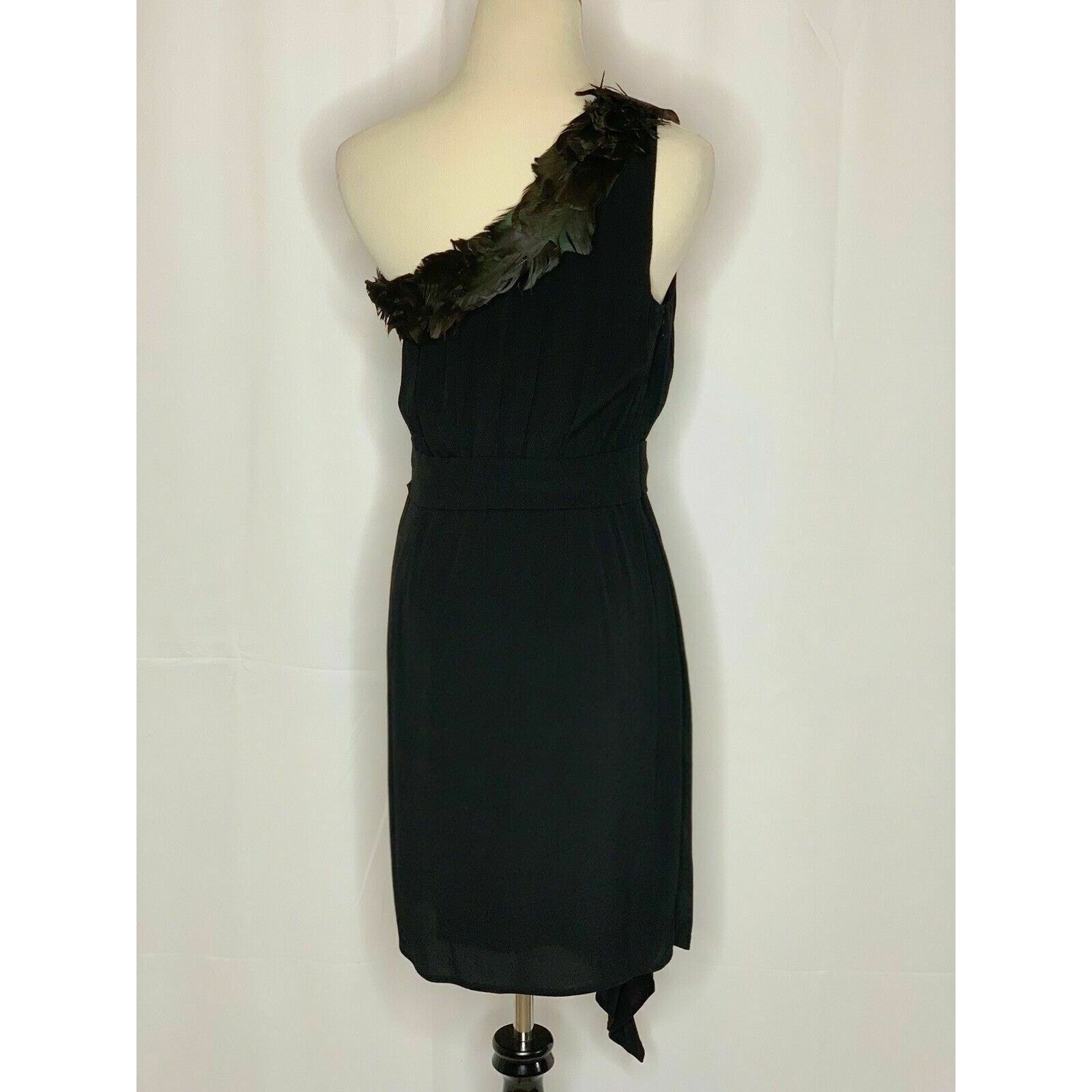 Black Halo Black Halo Feather One Shoulder Party Cocktail Dress Size 4 Size S / US 4 / IT 40 - 8 Thumbnail