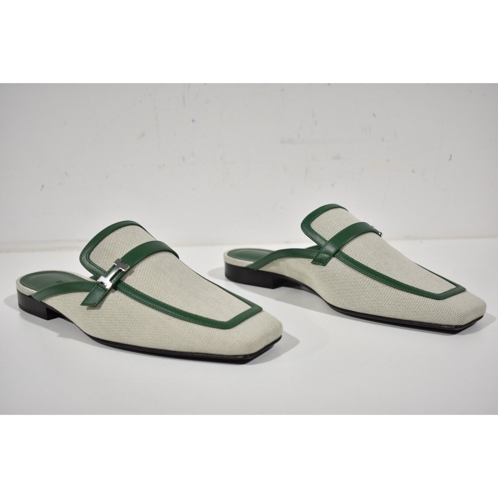 Hermes Groupie Mule Cactus Canvas Backless Mule Slide Flat 37 Size US 7 / IT 37 - 5 Thumbnail