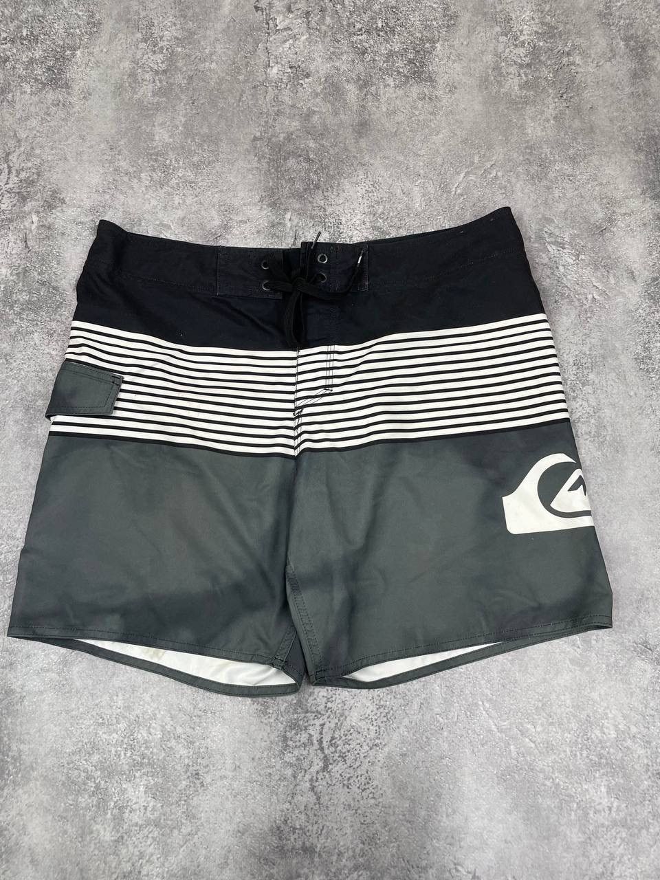 Quiksilver Quiksilver Men Board Shorts Surf Swim Black Grey Striped Size US 34 / EU 50 - 1 Thumbnail