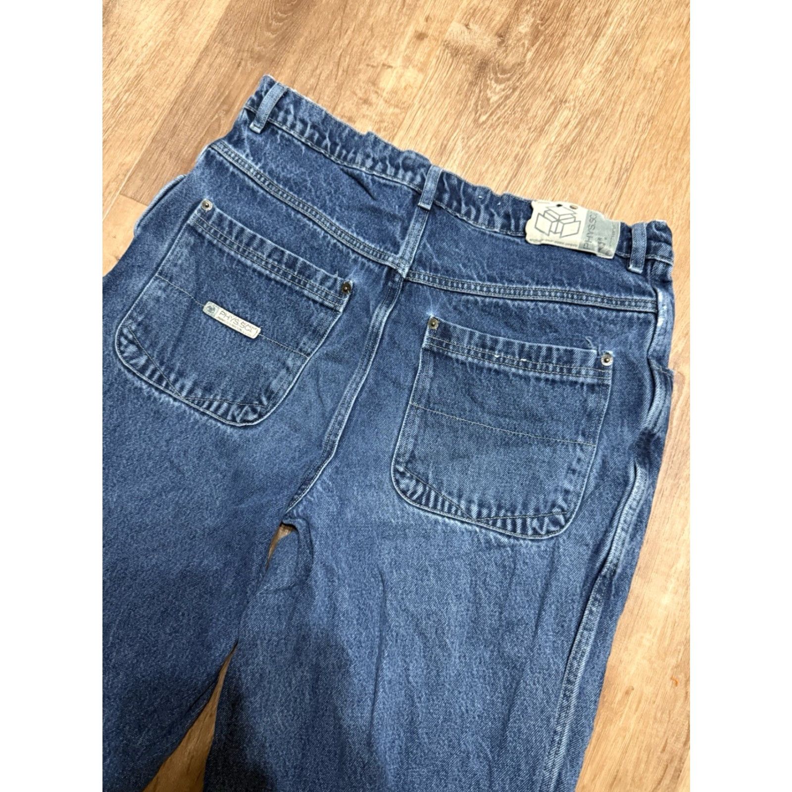 Denime VINTAGE Y2K PHYS.SCI Physical Science Jeans 34x34 Blue Denim Baggy 90s Mens Jeans Wide-Leg Mens Size US 34 / EU 50 - 3 Thumbnail