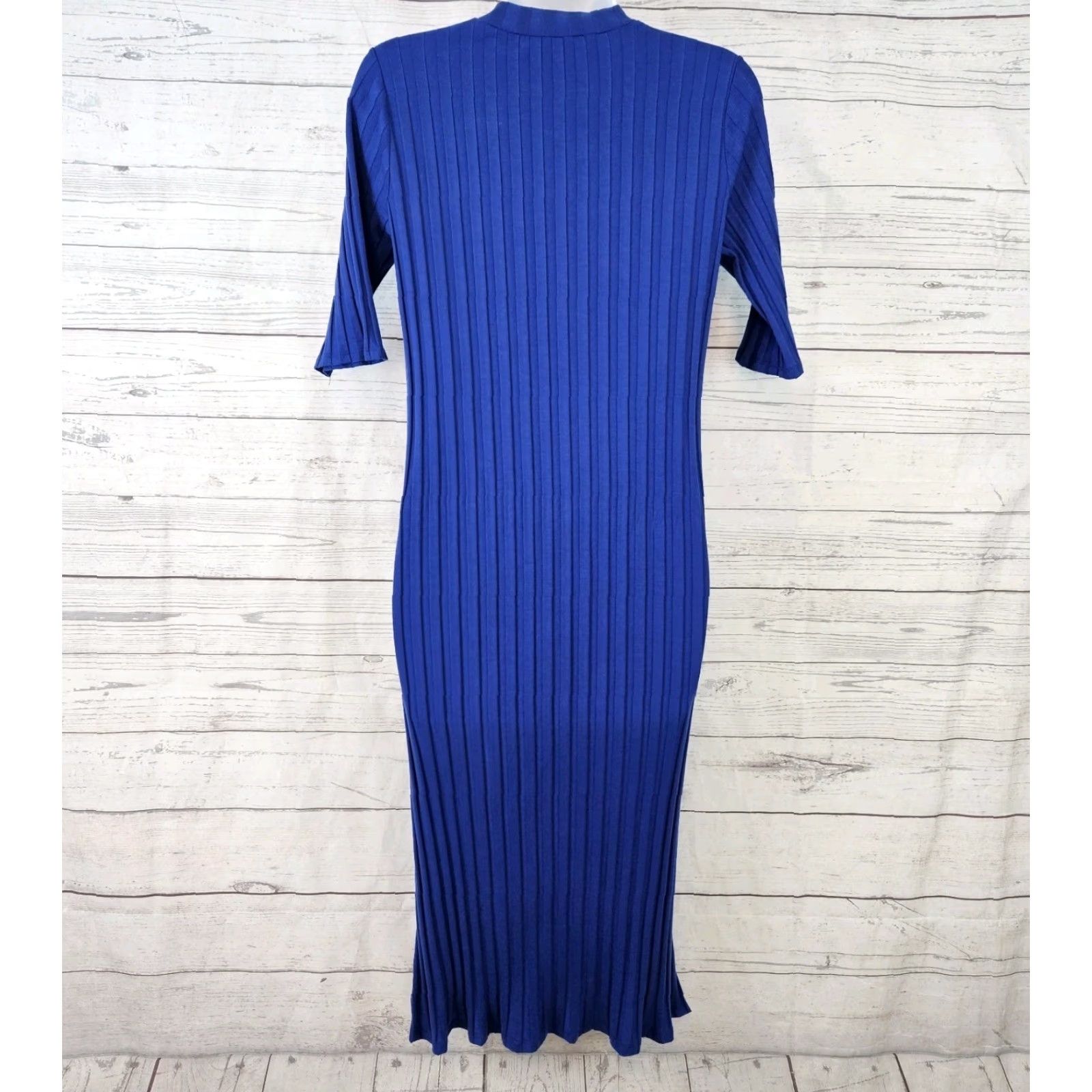 Eileen Fisher Eileen Fisher Womens Ribbed Dress Sz Small Solid Blue Half Sleeves Tencel Blend Size S / US 4 / IT 40 - 3 Thumbnail
