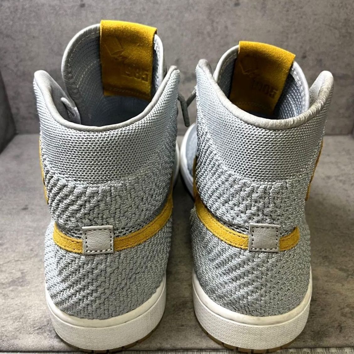 Nike Nike Aj1 Flyknit High Cut Sneaker Men 12.0US Gray/Yellow LTD Original Collection Size US 12 / EU 45 - 6 Thumbnail
