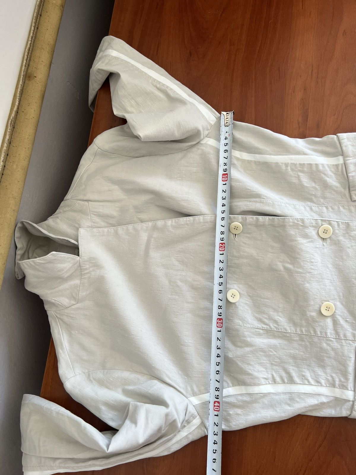 Annette Gortz ANNETTE GORTZ AVANTGARDE DOUBLE-BREASTED LINEN BLAZER JACKET Size XS / US 0-2 / IT 36-38 - 21 Thumbnail